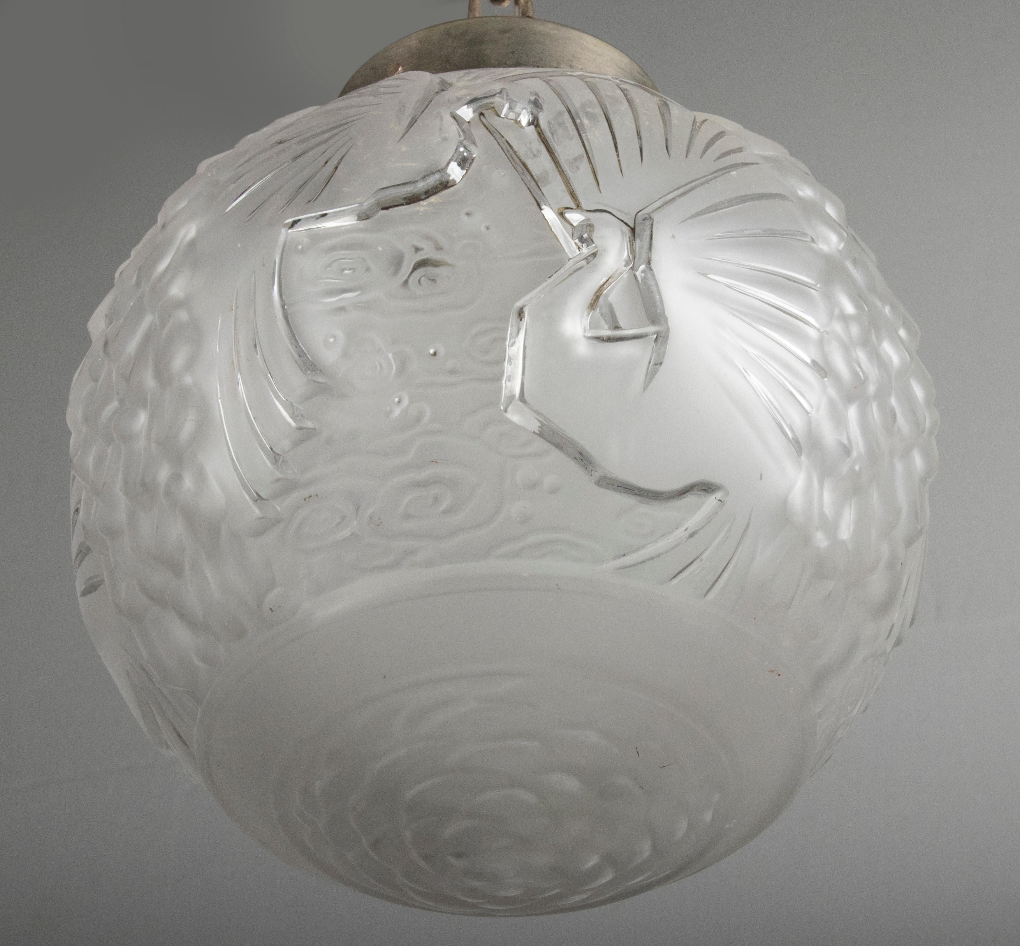 Lampe à lanterne globe Art Déco du début du XXe siècle par Muller Frres en vente 7