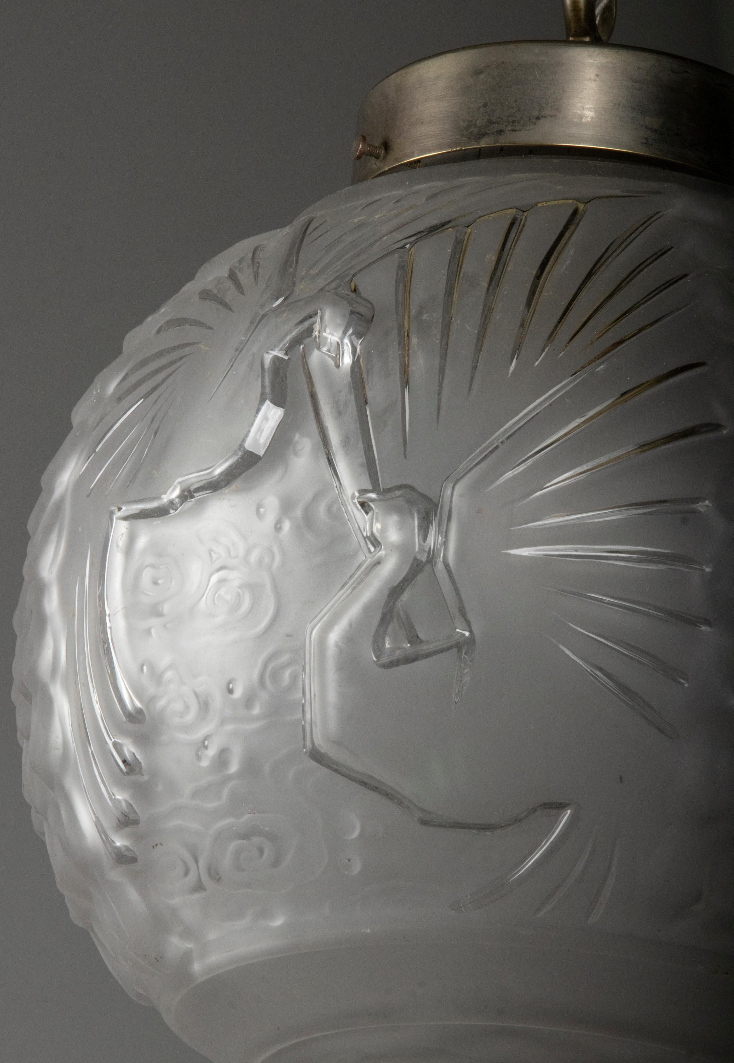 Lampe à lanterne globe Art Déco du début du XXe siècle par Muller Frres en vente 12