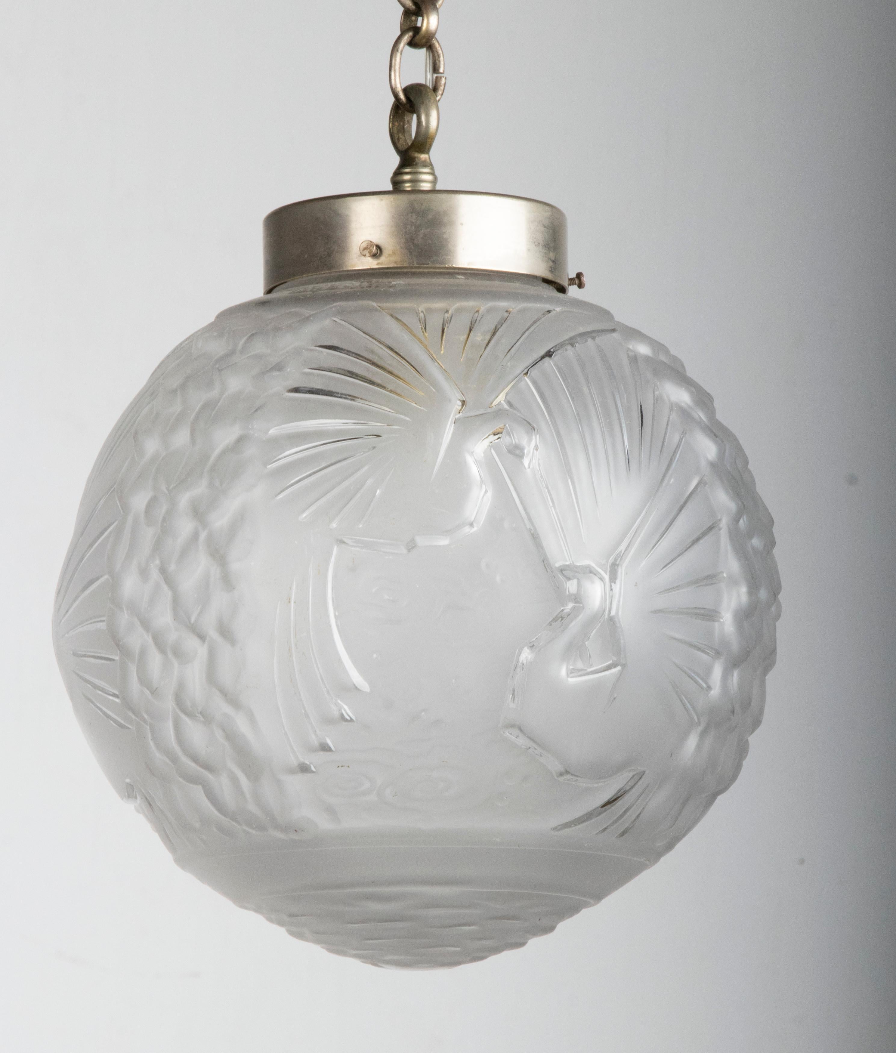 Lampada a lanterna a globo Art Deco dei primi del Novecento di Muller Frères in vendita 13
