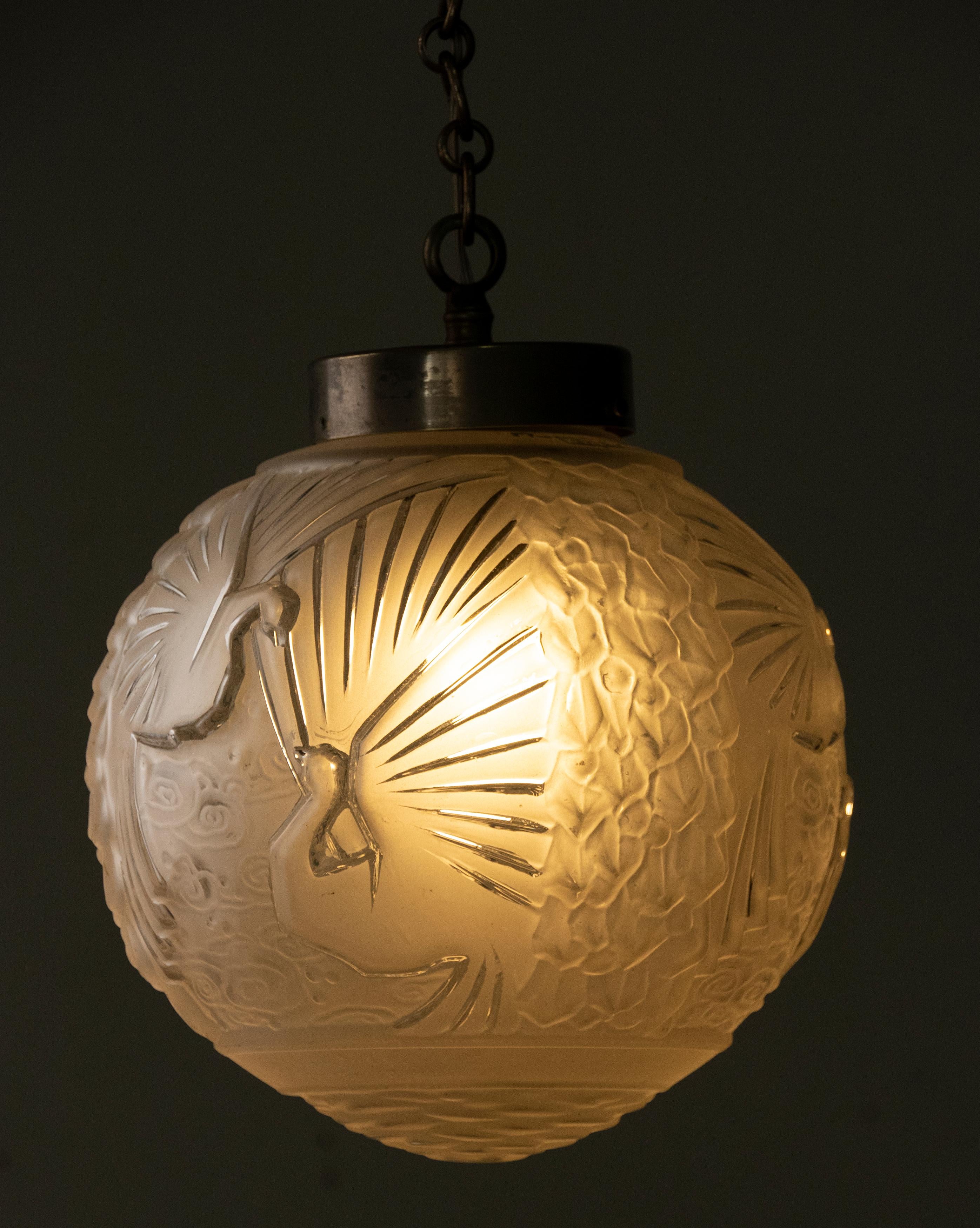 Art déco Lampe à lanterne globe Art Déco du début du XXe siècle par Muller Frres en vente