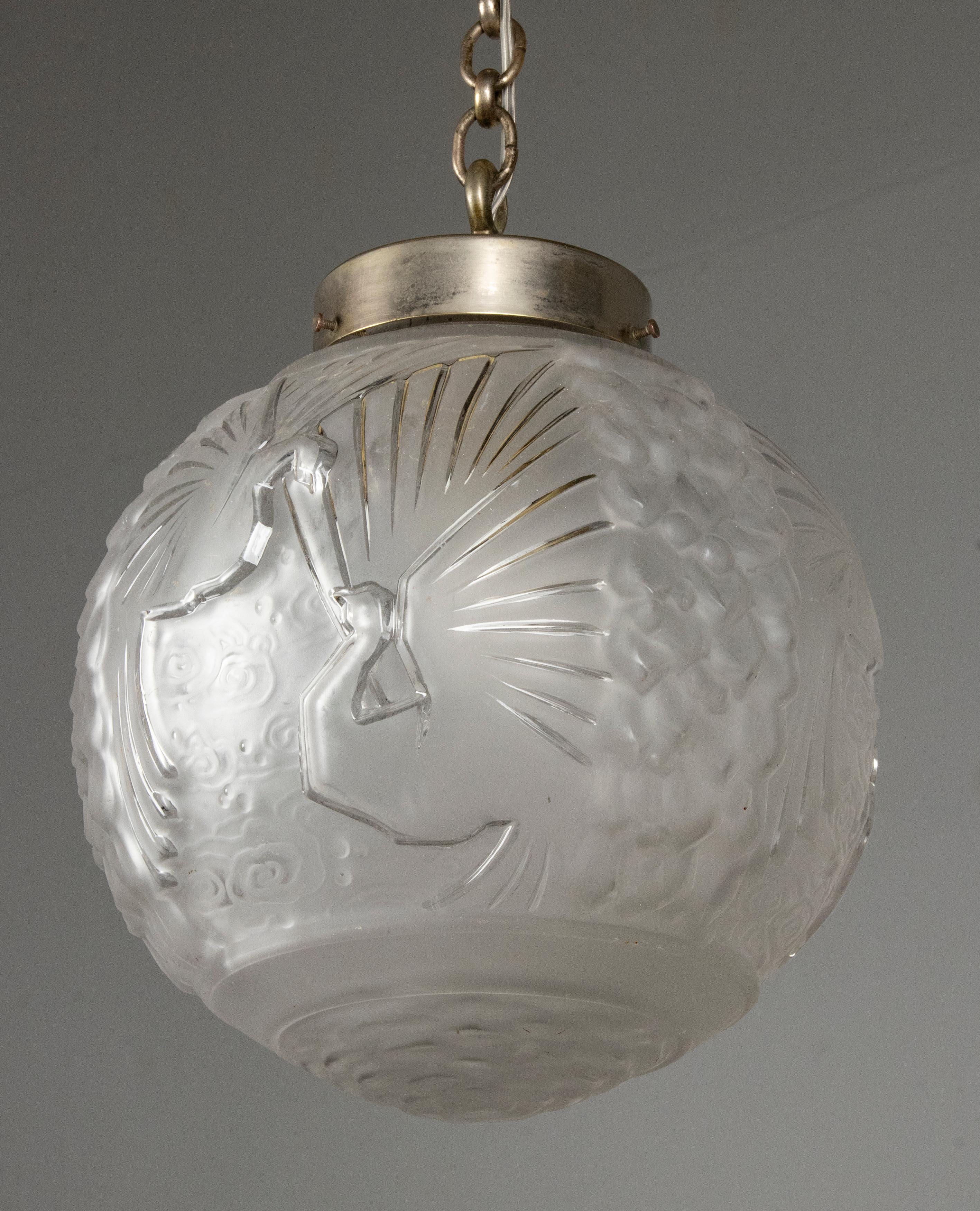 Lampe à lanterne globe Art Déco du début du XXe siècle par Muller Frres Bon état - En vente à Casteren, Noord-Brabant