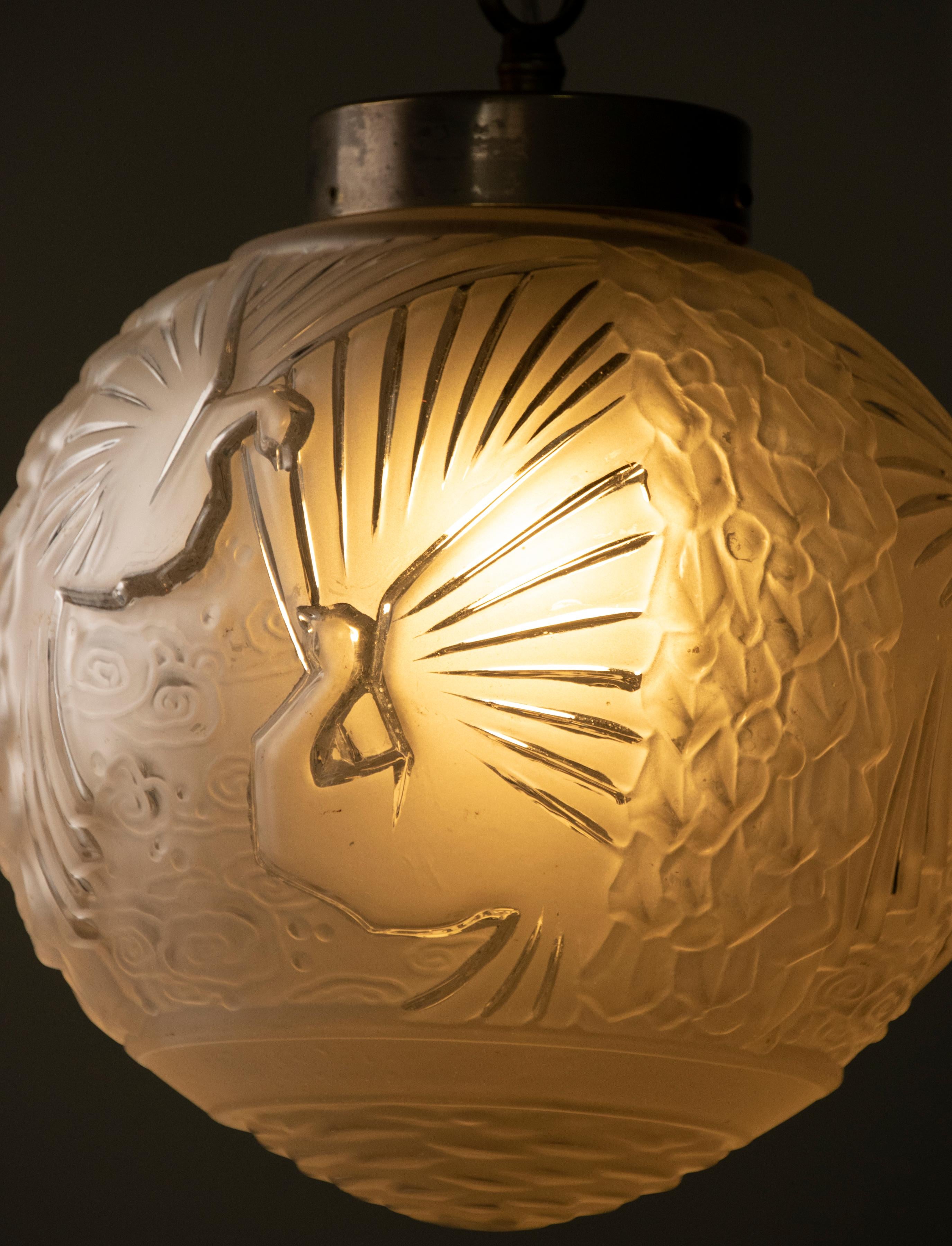 Lampe à lanterne globe Art Déco du début du XXe siècle par Muller Frres en vente 1