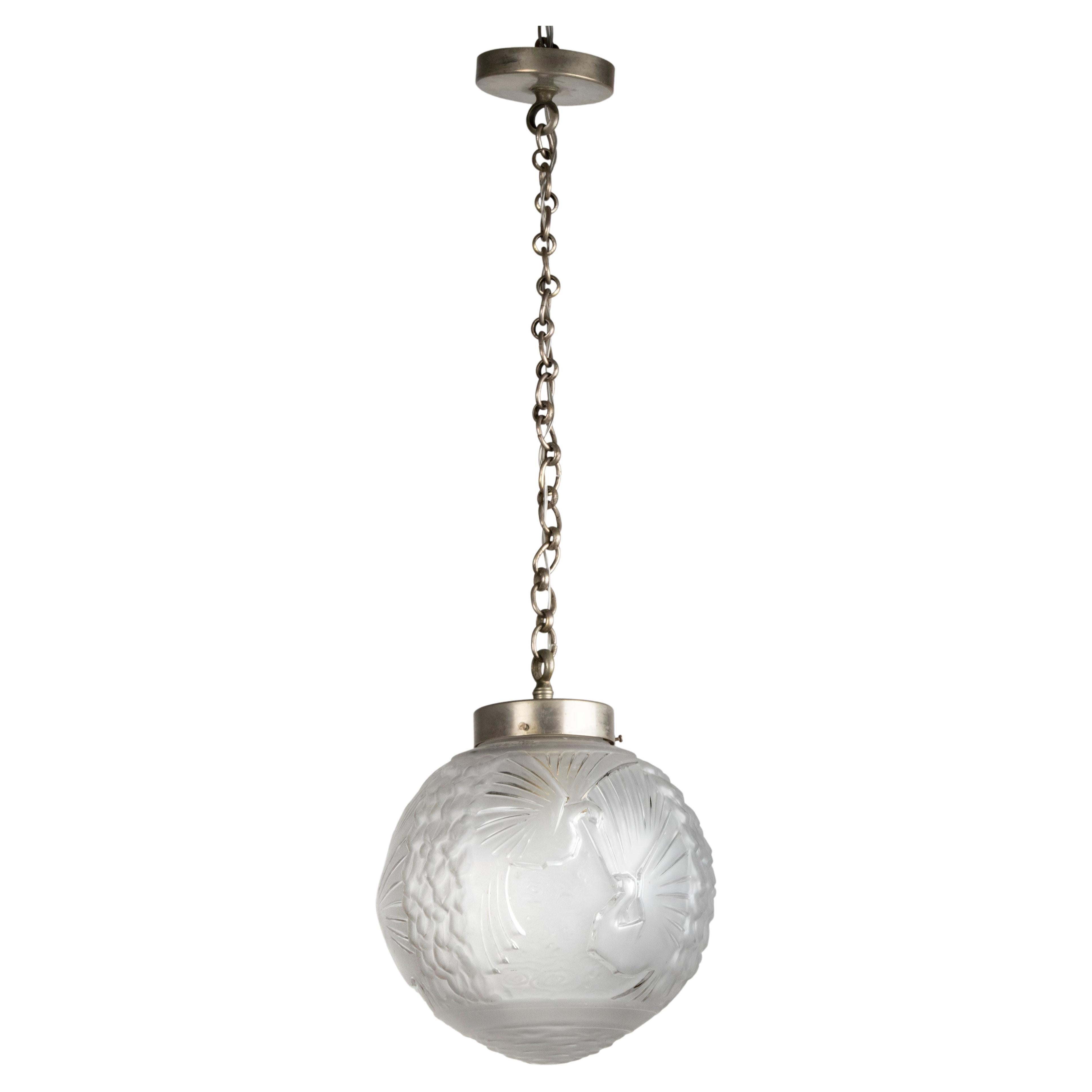 Lampe à lanterne globe Art Déco du début du XXe siècle par Muller Frres