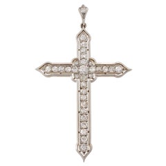 Antique Early 20th Century Art Deco Gold, Platinum and Diamonds Cross Pendant