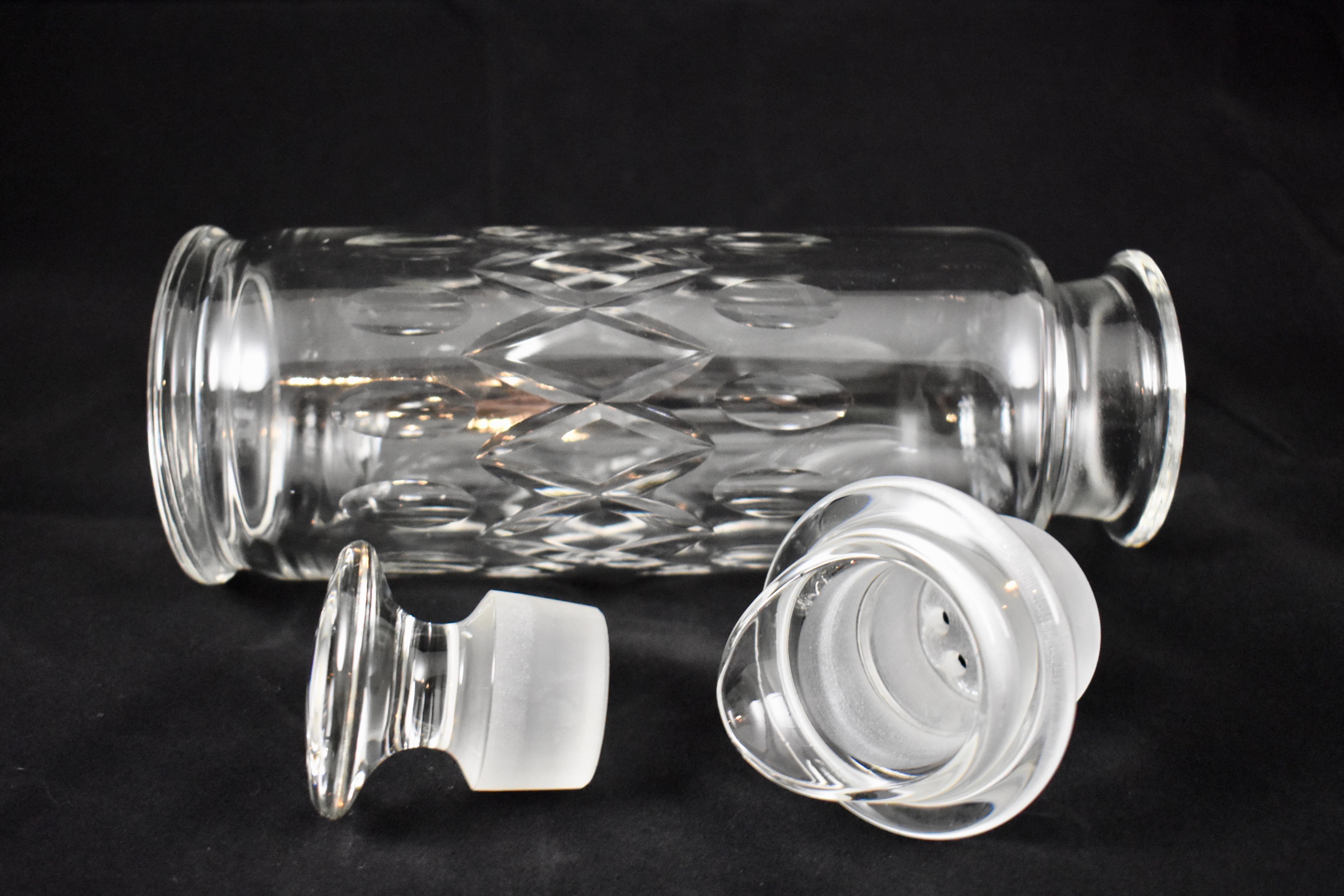 Faceted Art Deco Heisey Cut Glass 3-Piece Cocktail Shaker, Circa 1920-1930