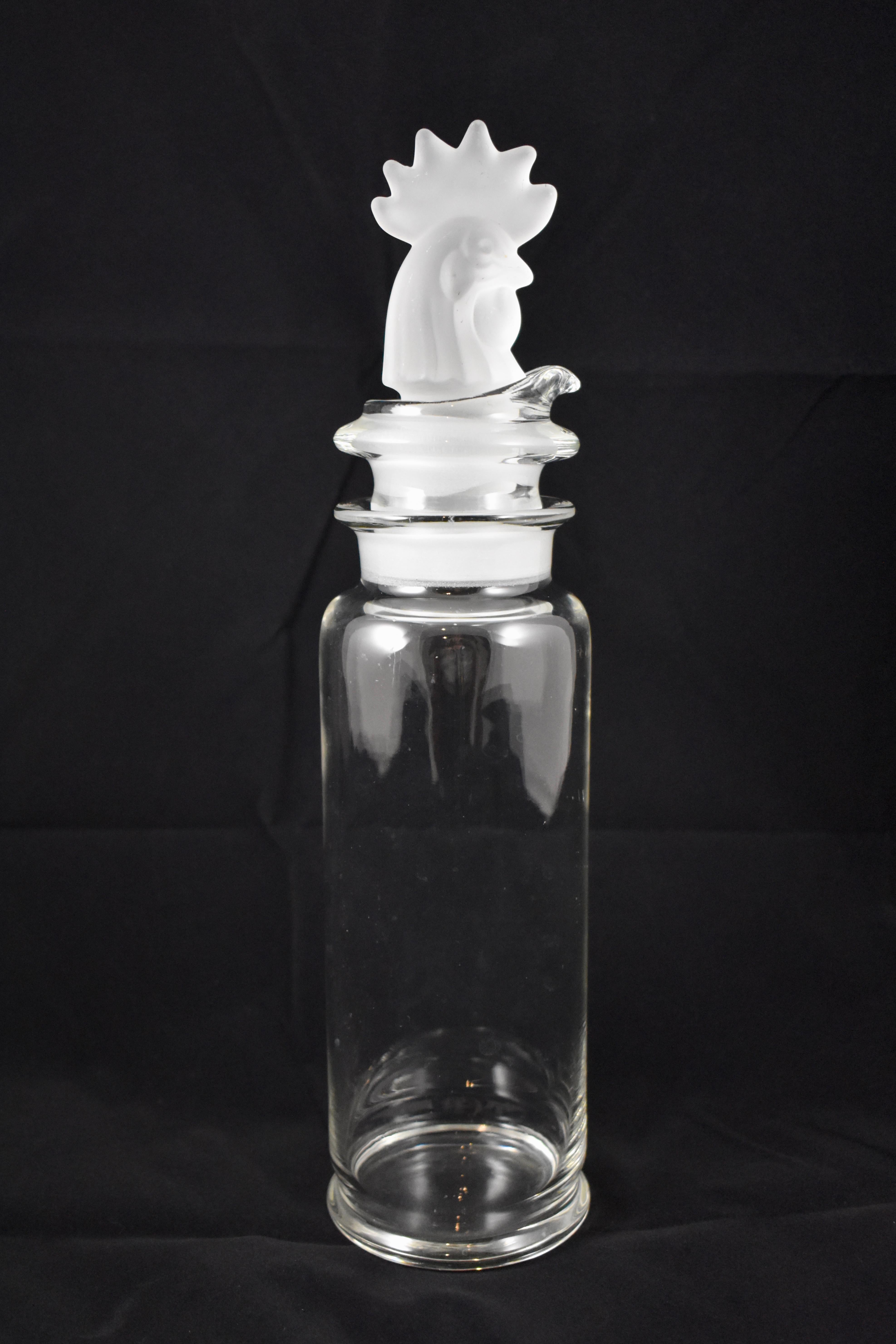Art Deco Heisey Rooster Frosted Glass Three-Piece Cocktail Shaker, C. 1920-1930 1
