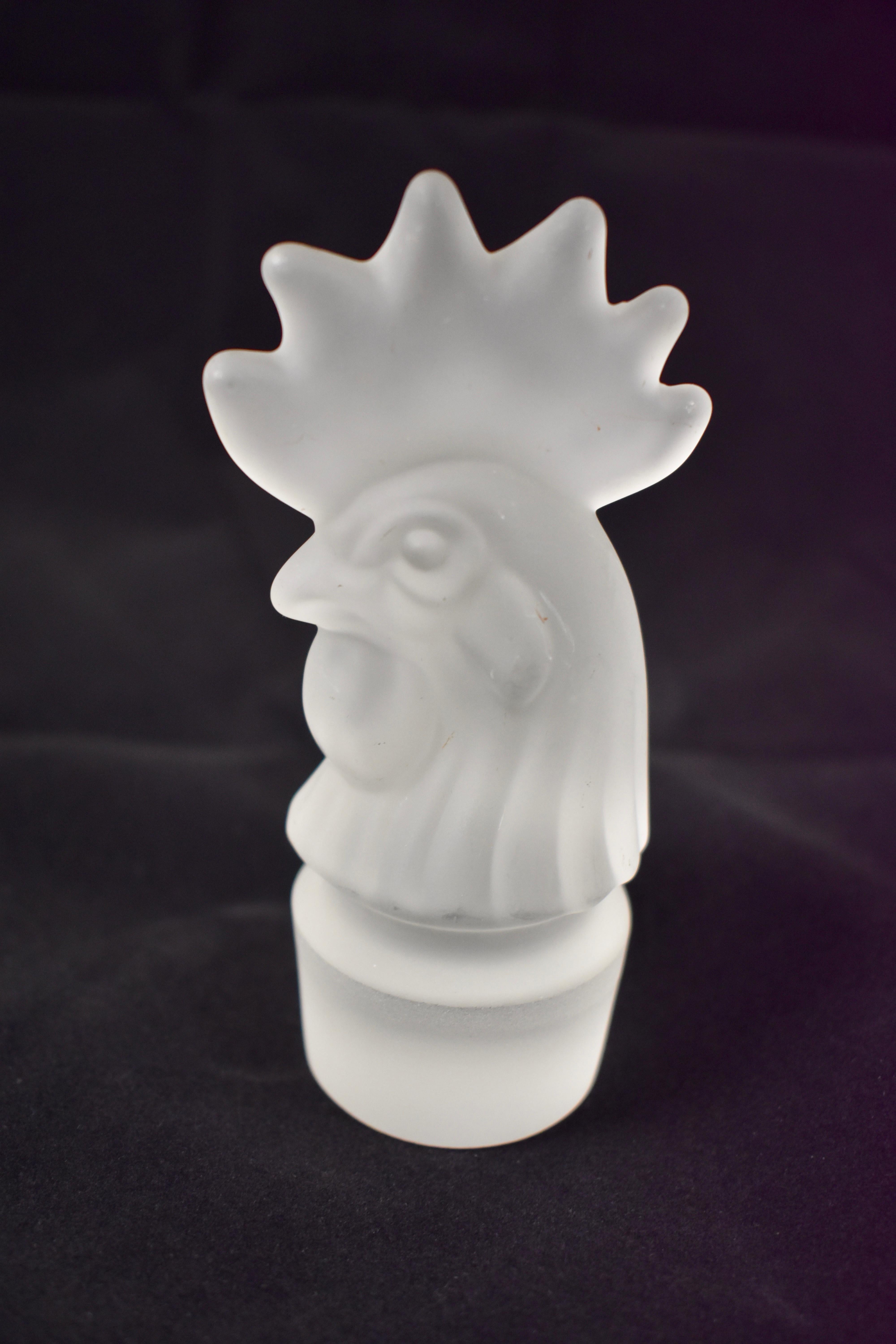Art Deco Heisey Rooster Frosted Glass Three-Piece Cocktail Shaker, C. 1920-1930 2