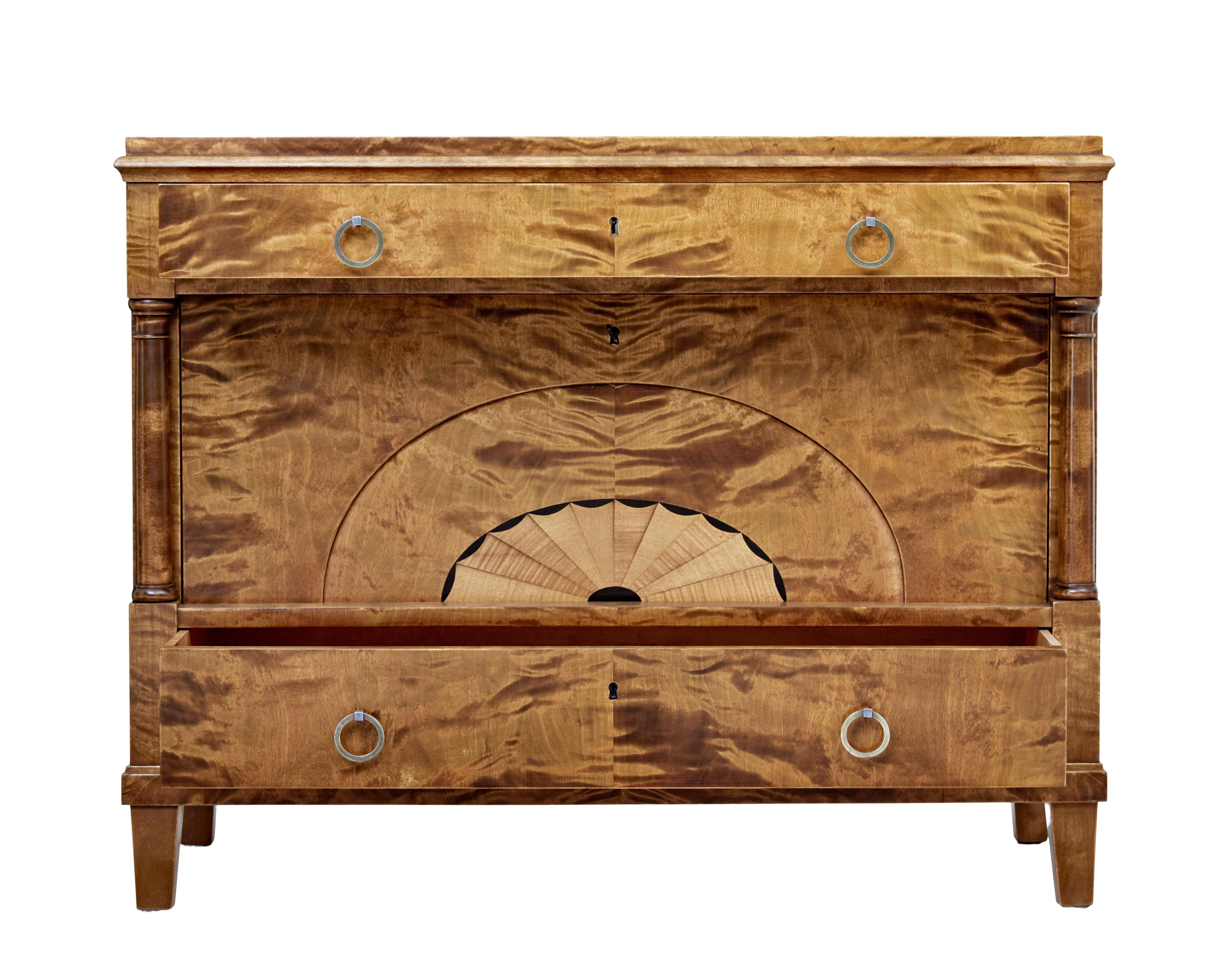 Swedish Early 20th Century Art Deco Inlaid Birch Chest of Drawers