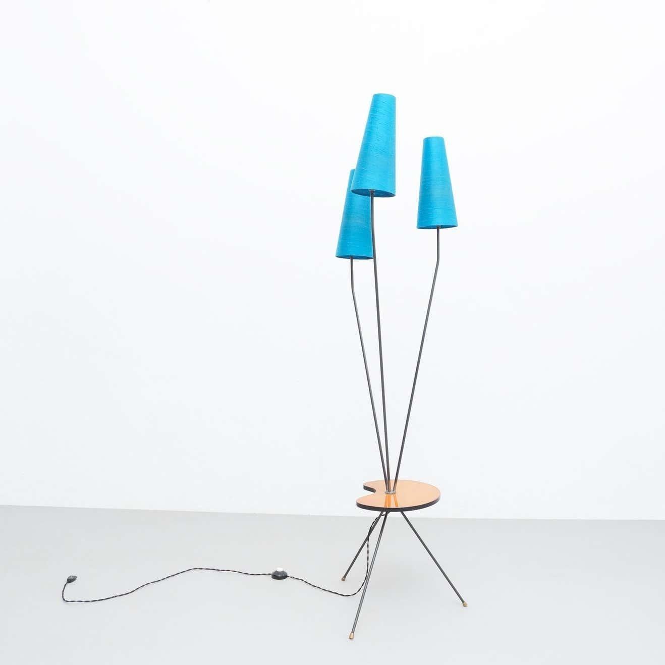 Early 20th Century Art Deco Lamp, Metal and Fabric 6