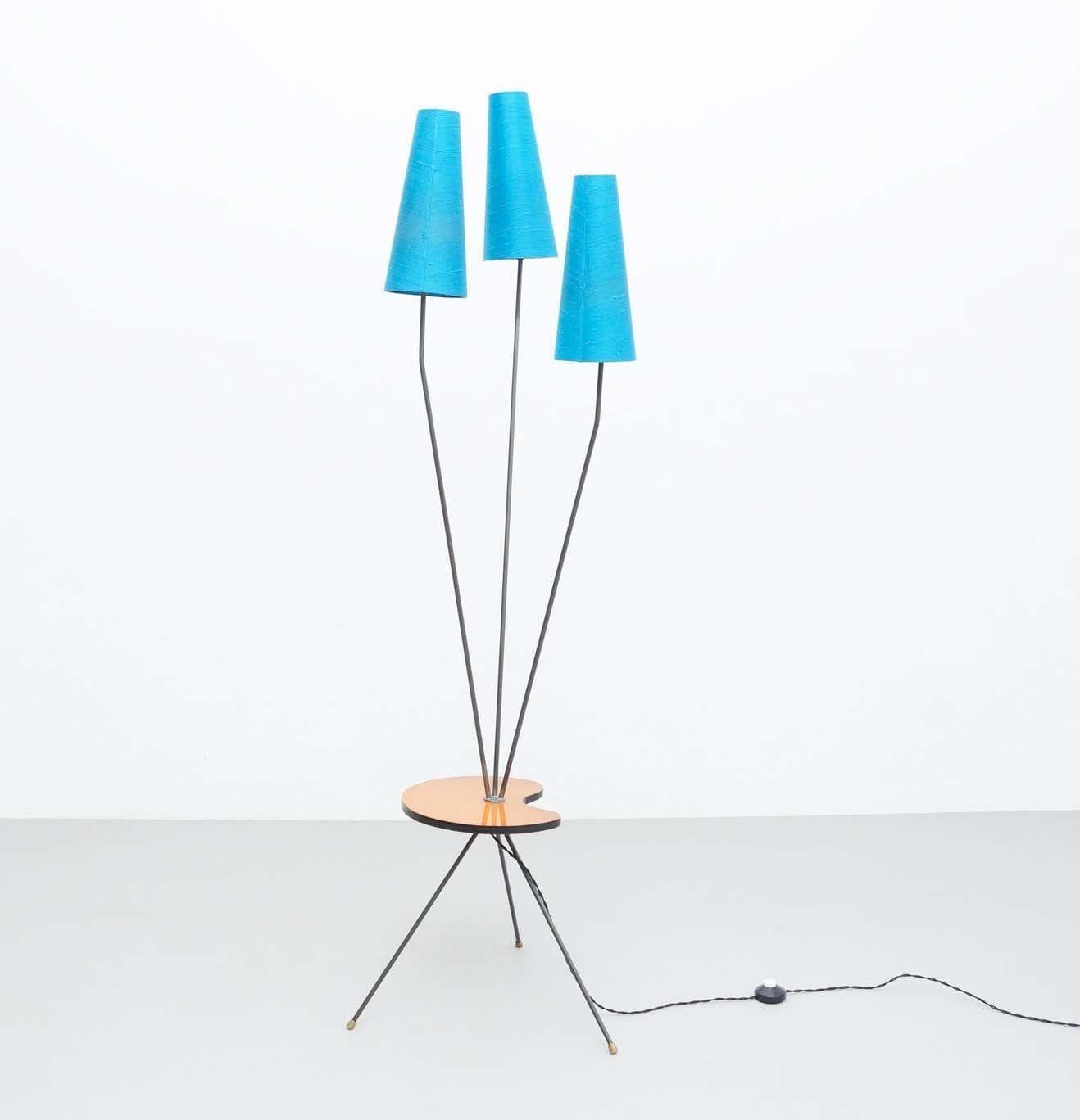 Early 20th Century Art Deco Lamp, Metal and Fabric 7