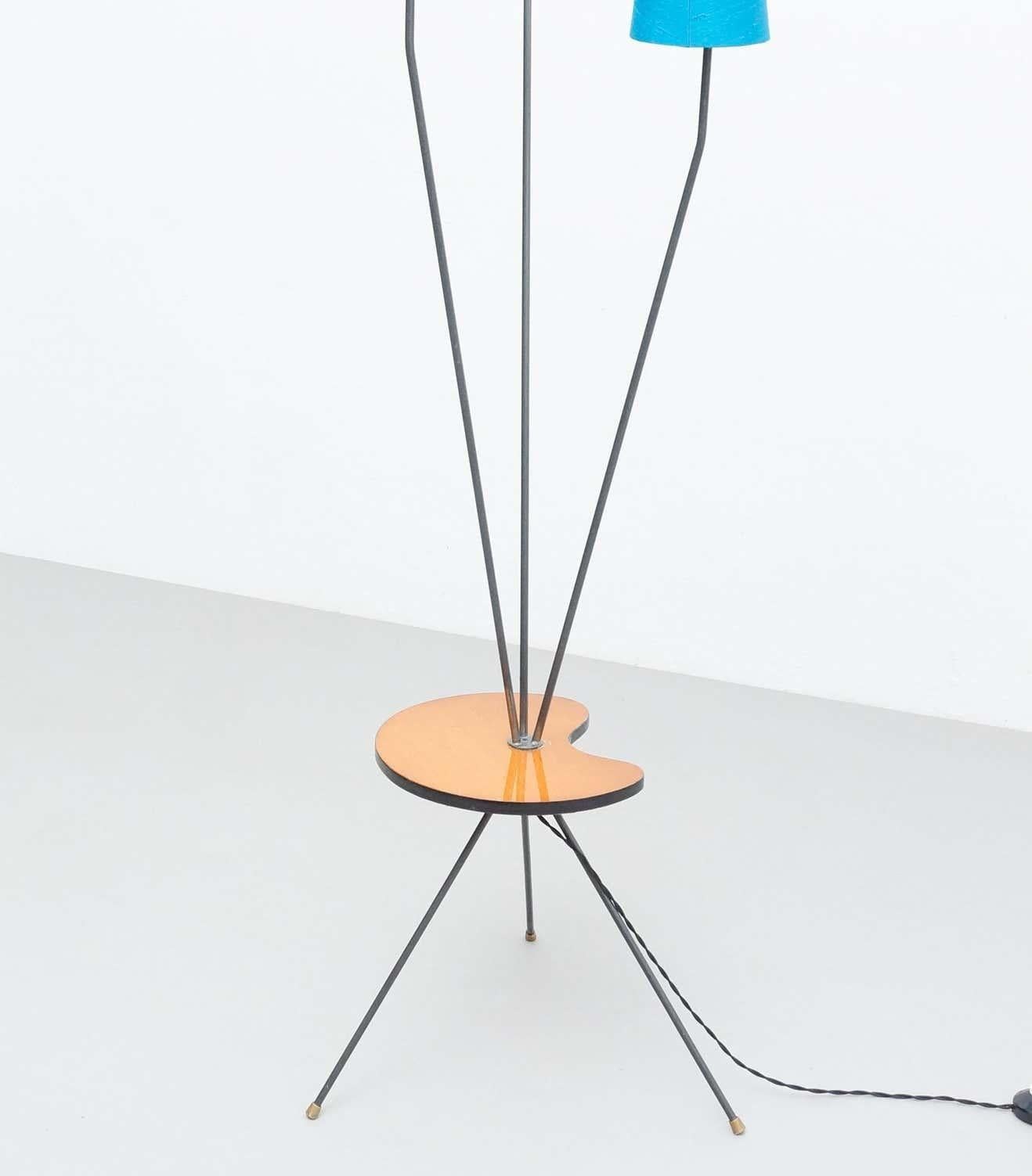 Early 20th Century Art Deco Lamp, Metal and Fabric 8