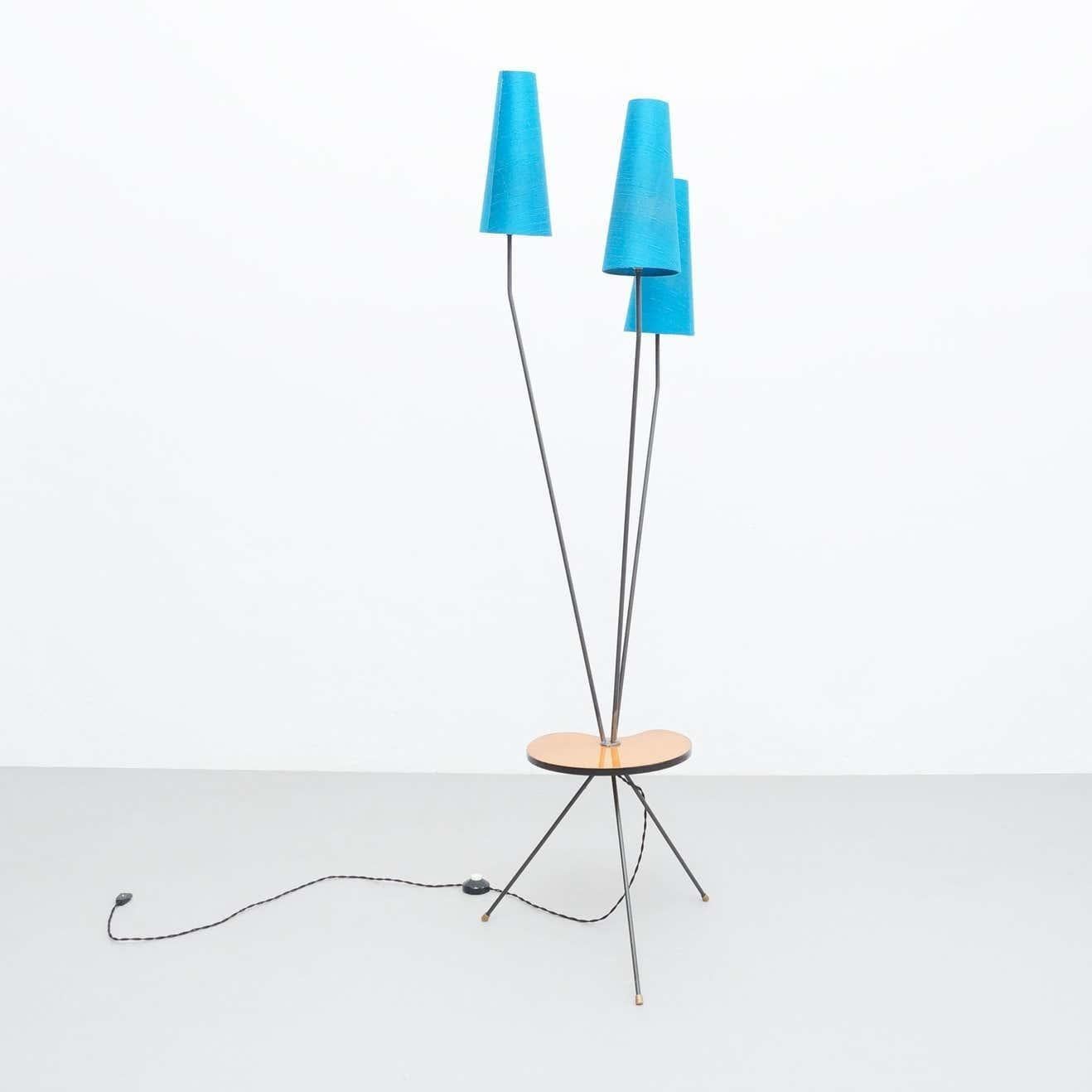 Early 20th Century Art Deco Lamp, Metal and Fabric 13