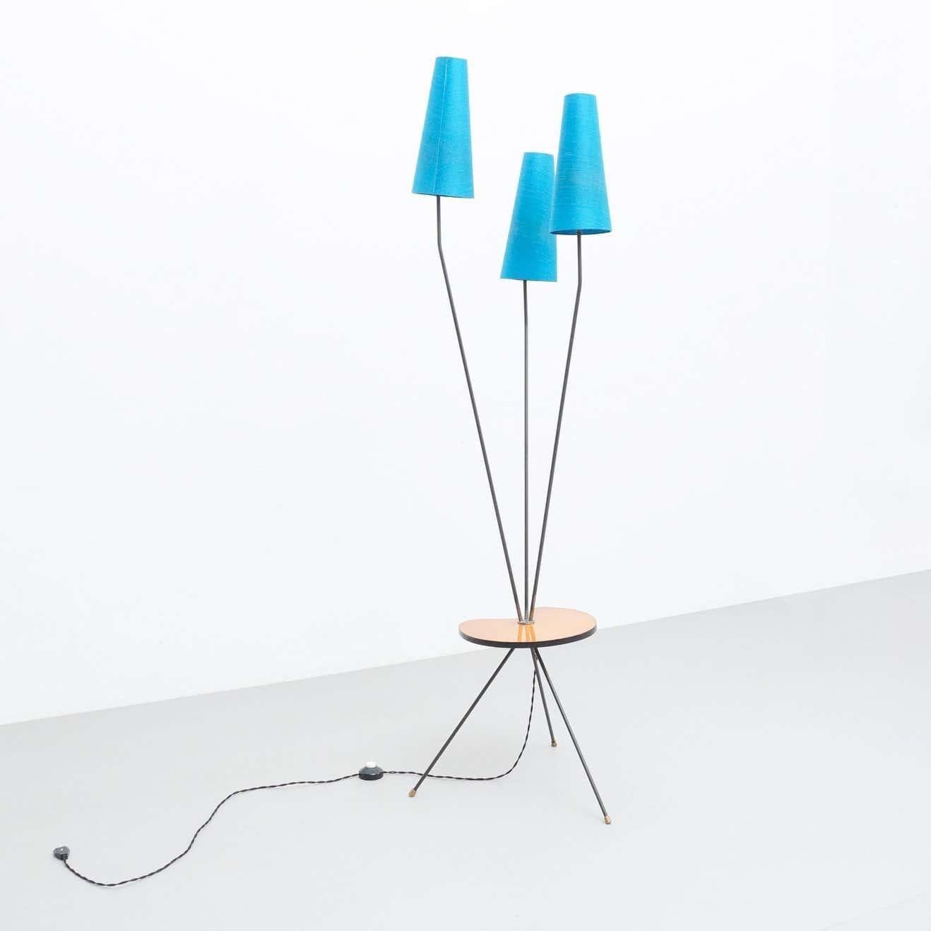 Early 20th Century Art Deco Lamp, Metal and Fabric 14