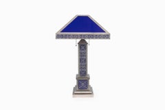 Early 20th Century Art Deco Lamp with Blue Panels