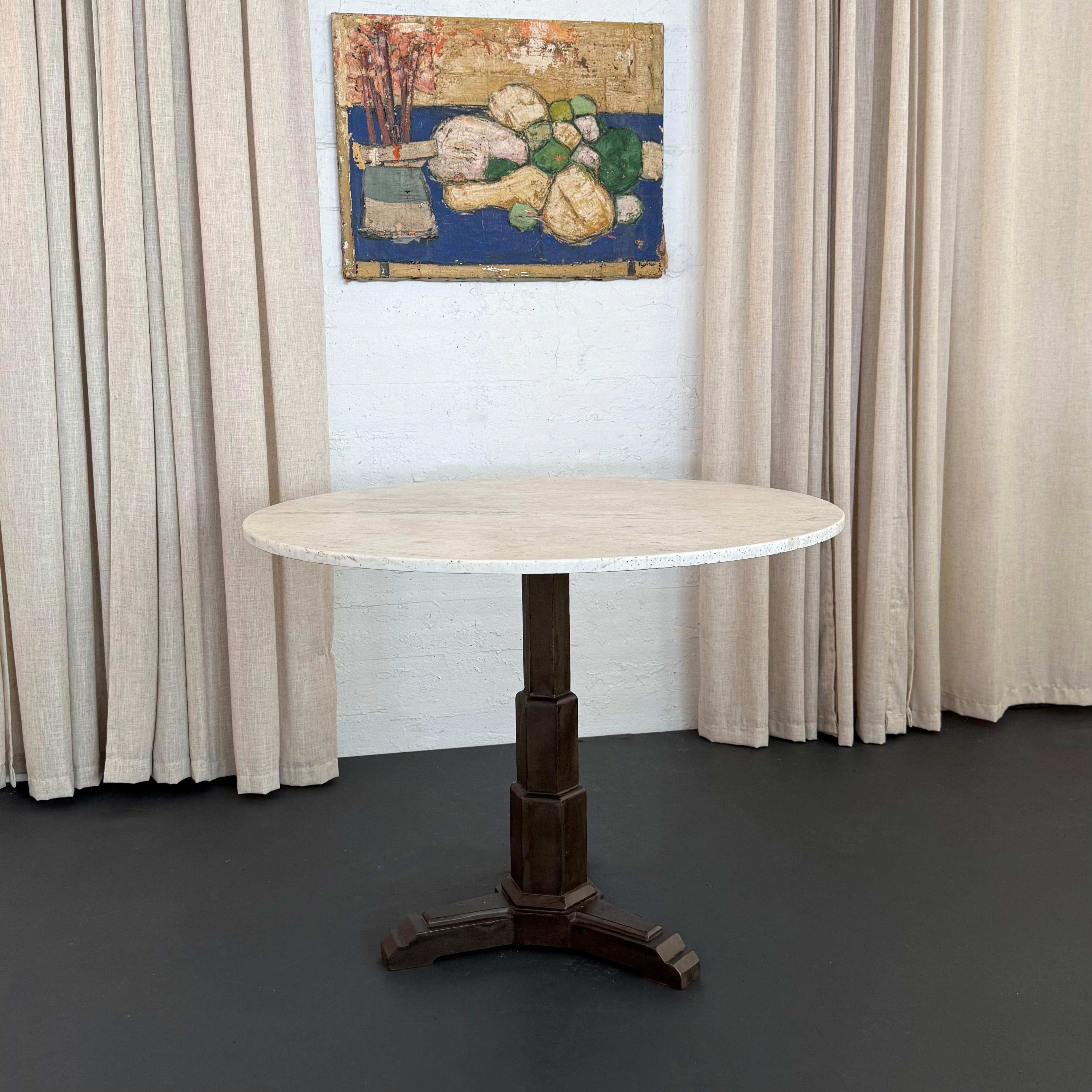 Early 20th Century Art Deco Marble And Cast Iron Bistro Table For Sale 2