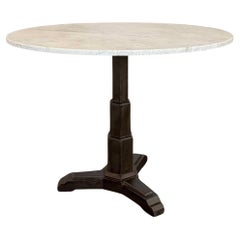Antique Early 20th Century Art Deco Marble And Cast Iron Bistro Table