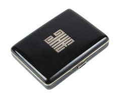 Early 20th Century Art Déco Metal and Black Enamel Compact Vanity Case, France