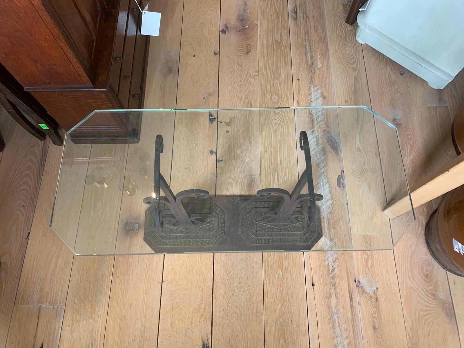 Early 20th Century Art Deco Mixed Metal Drinks Table with Glass Top For Sale 1