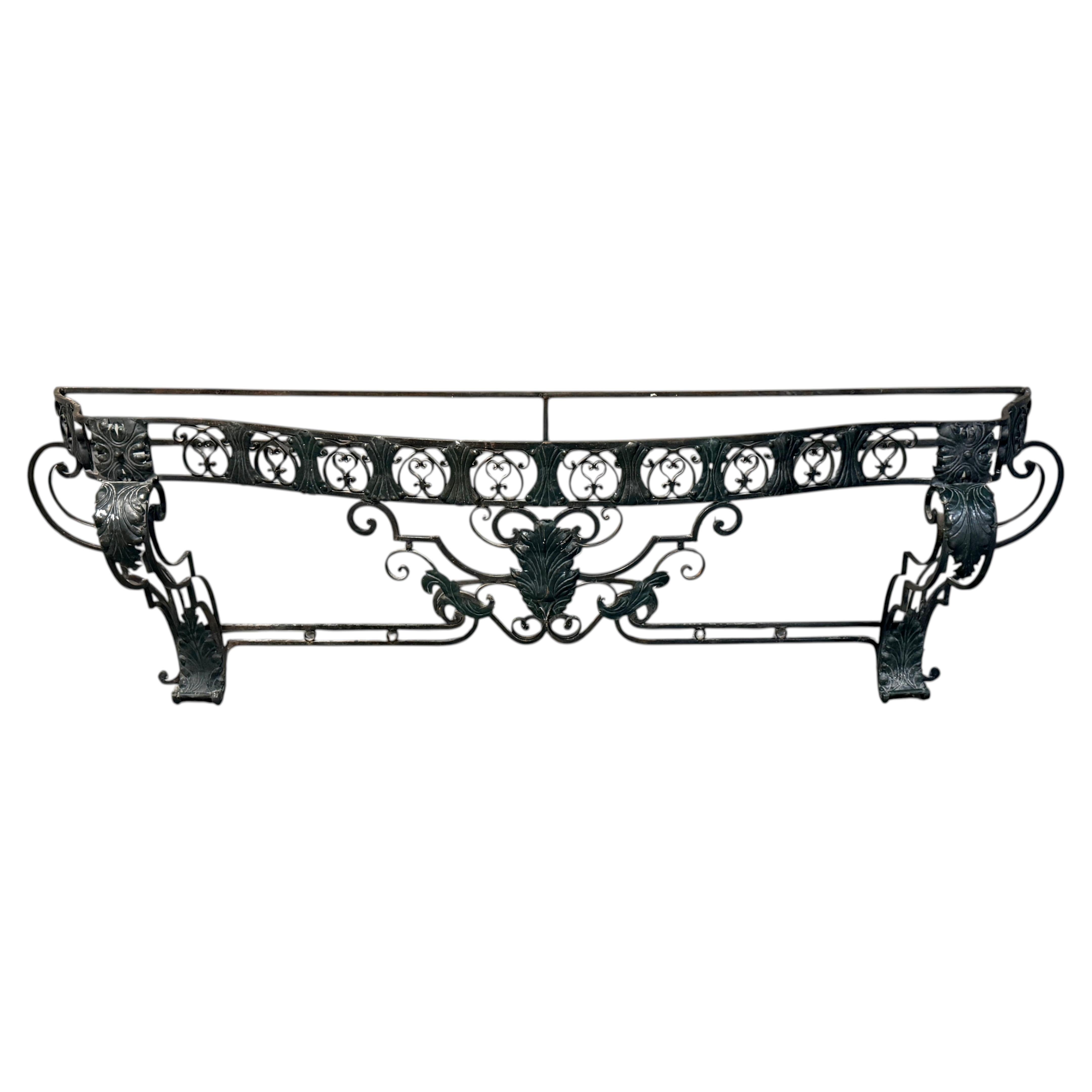 Early 20th Century Art Deco Ornate Wrought Iron Console Table