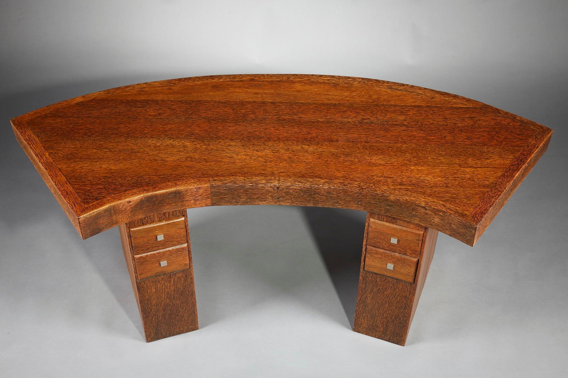 Early 20th Century Art Deco Palmwood Writing Desk In Good Condition In Paris, FR