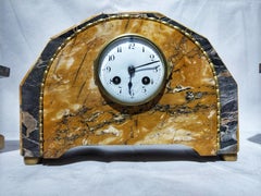 Early 20th Century Art Deco Portoro and Siena Marble Mantel Clock