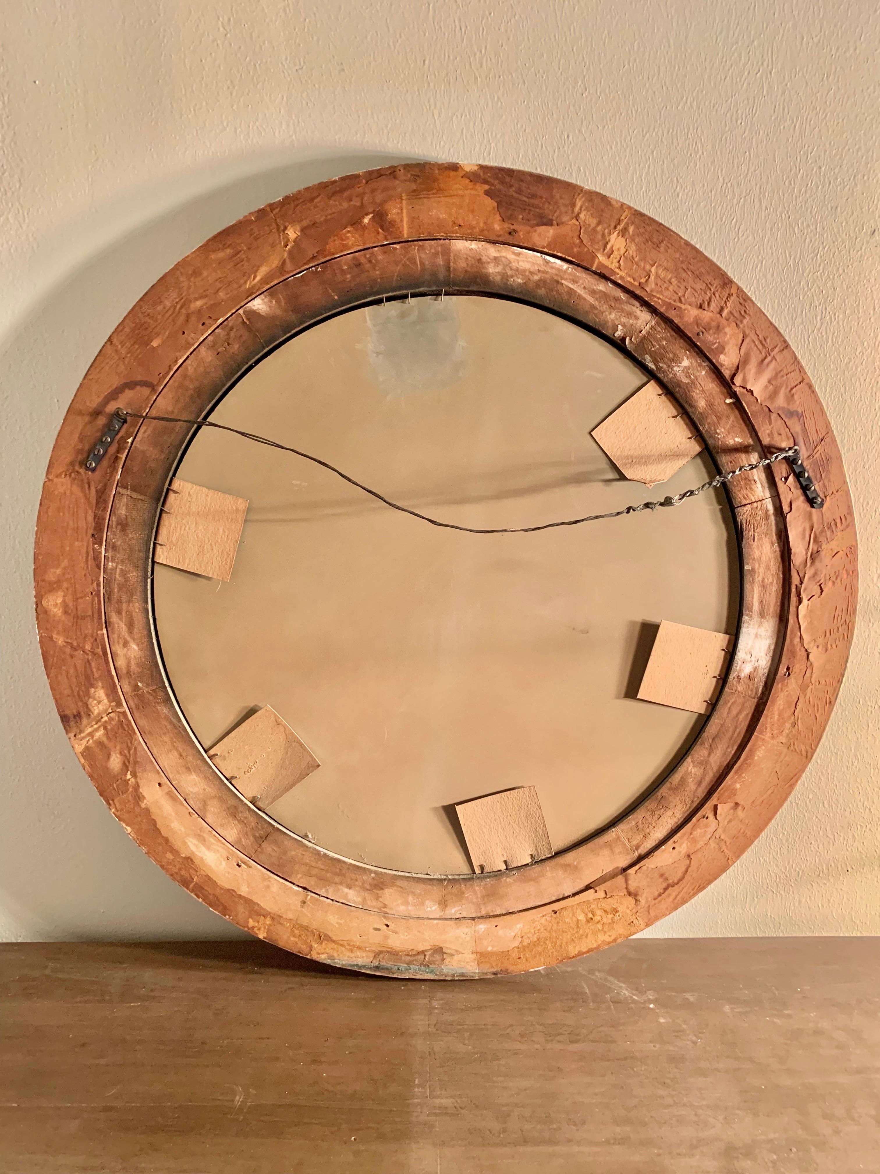 Early 20th Century Art Deco Round Rose Gold Wall Mirror For Sale 6