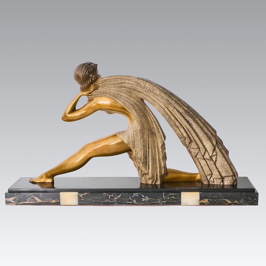 Early 20th Century Art Deco Sculpture Femme Allong e By Demetre 