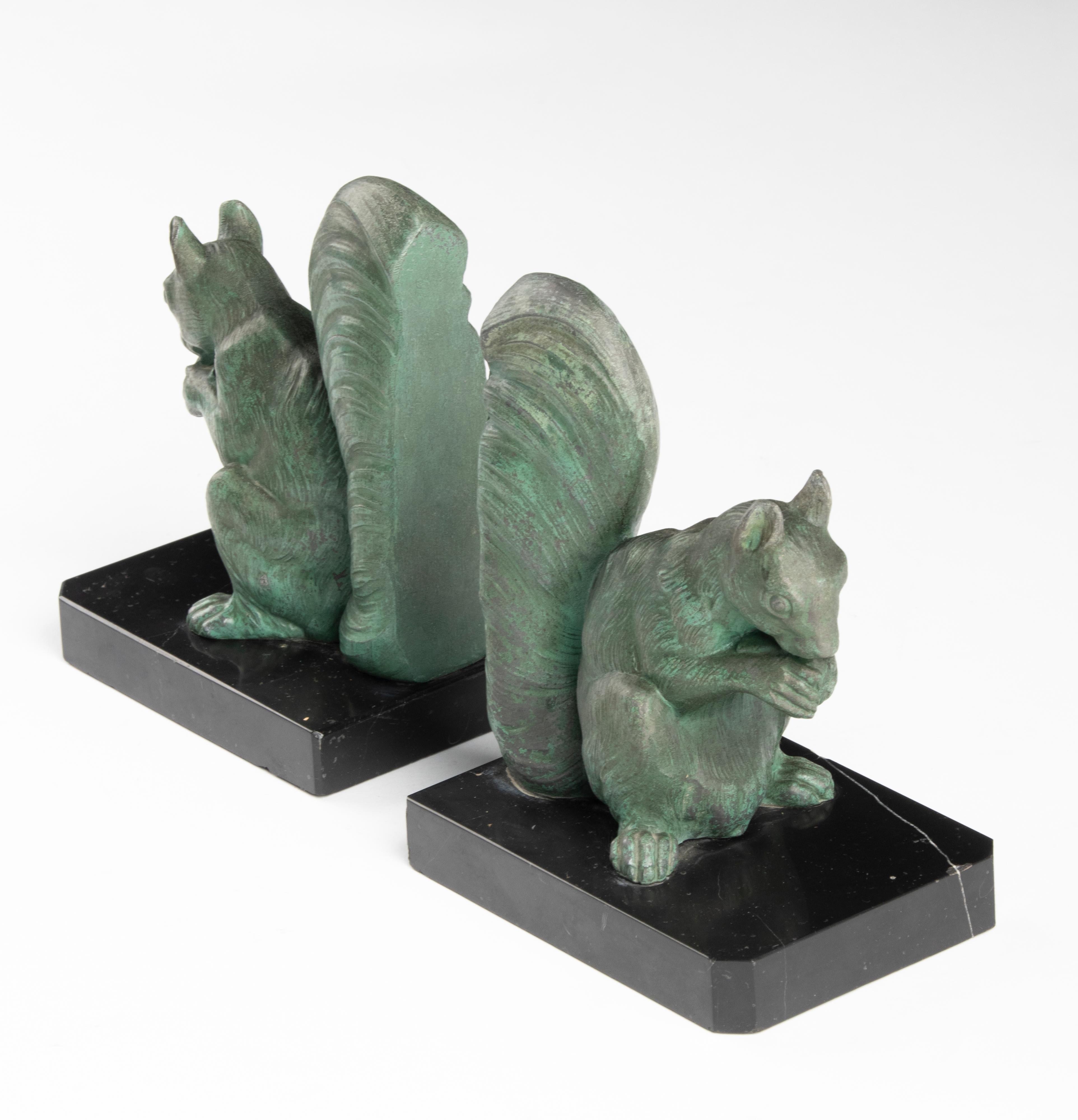 Early 20th Century Art Deco Spelter Bookends with Squirrels 7