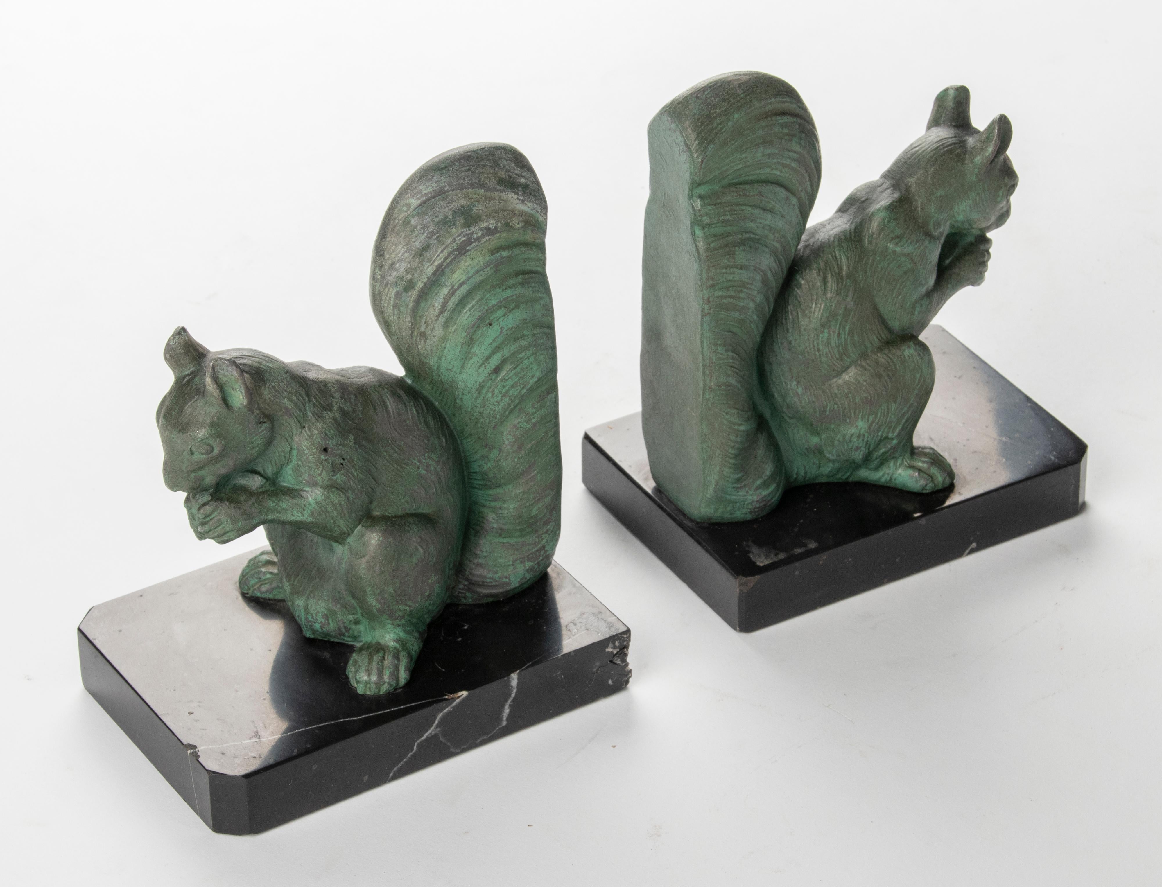 Early 20th Century Art Deco Spelter Bookends with Squirrels 11