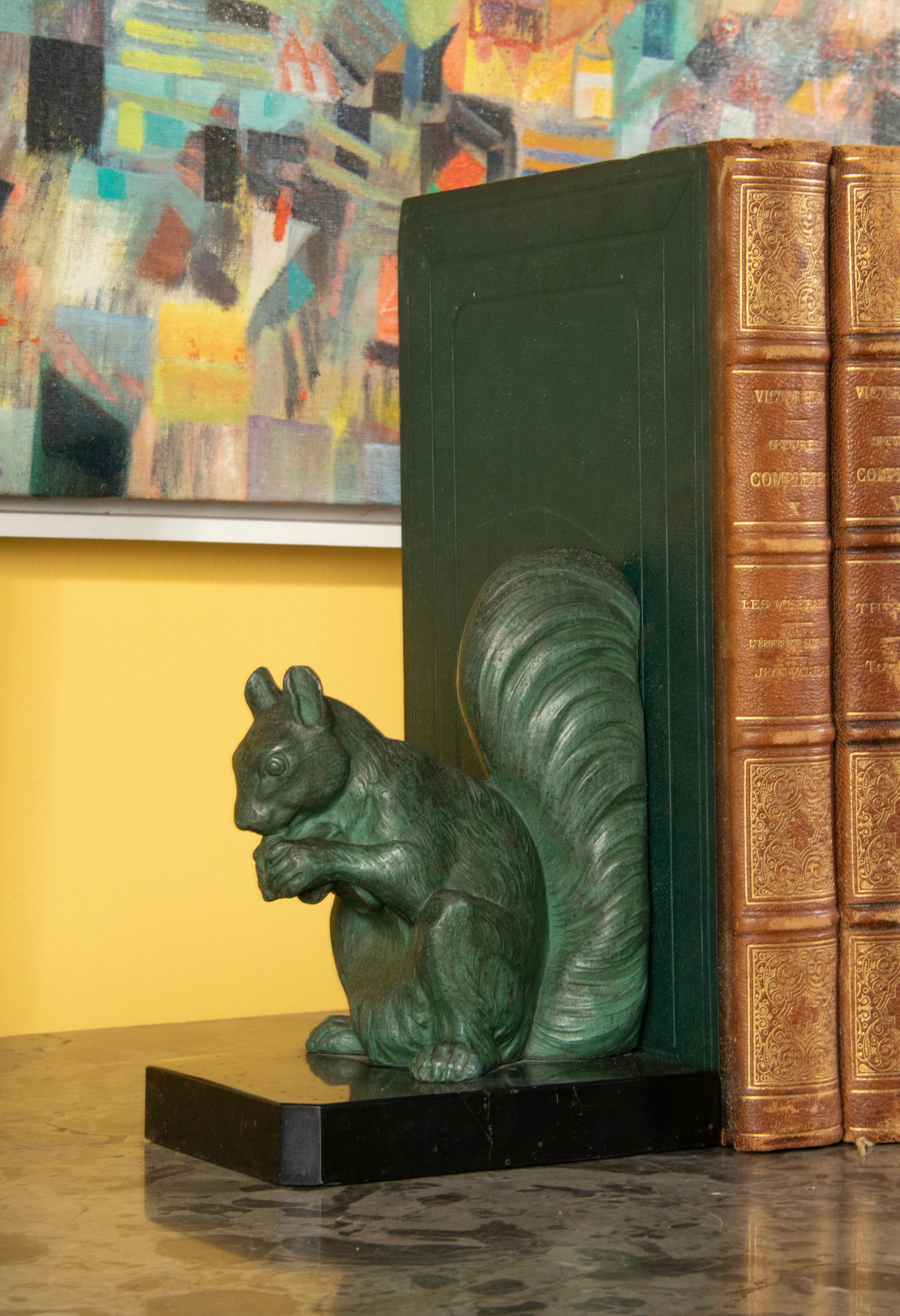 Early 20th Century Art Deco Spelter Bookends with Squirrels 9