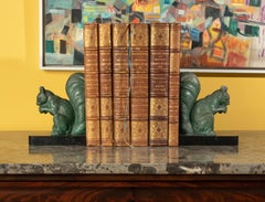 Early 20th Century Art Deco Spelter Bookends with Squirrels