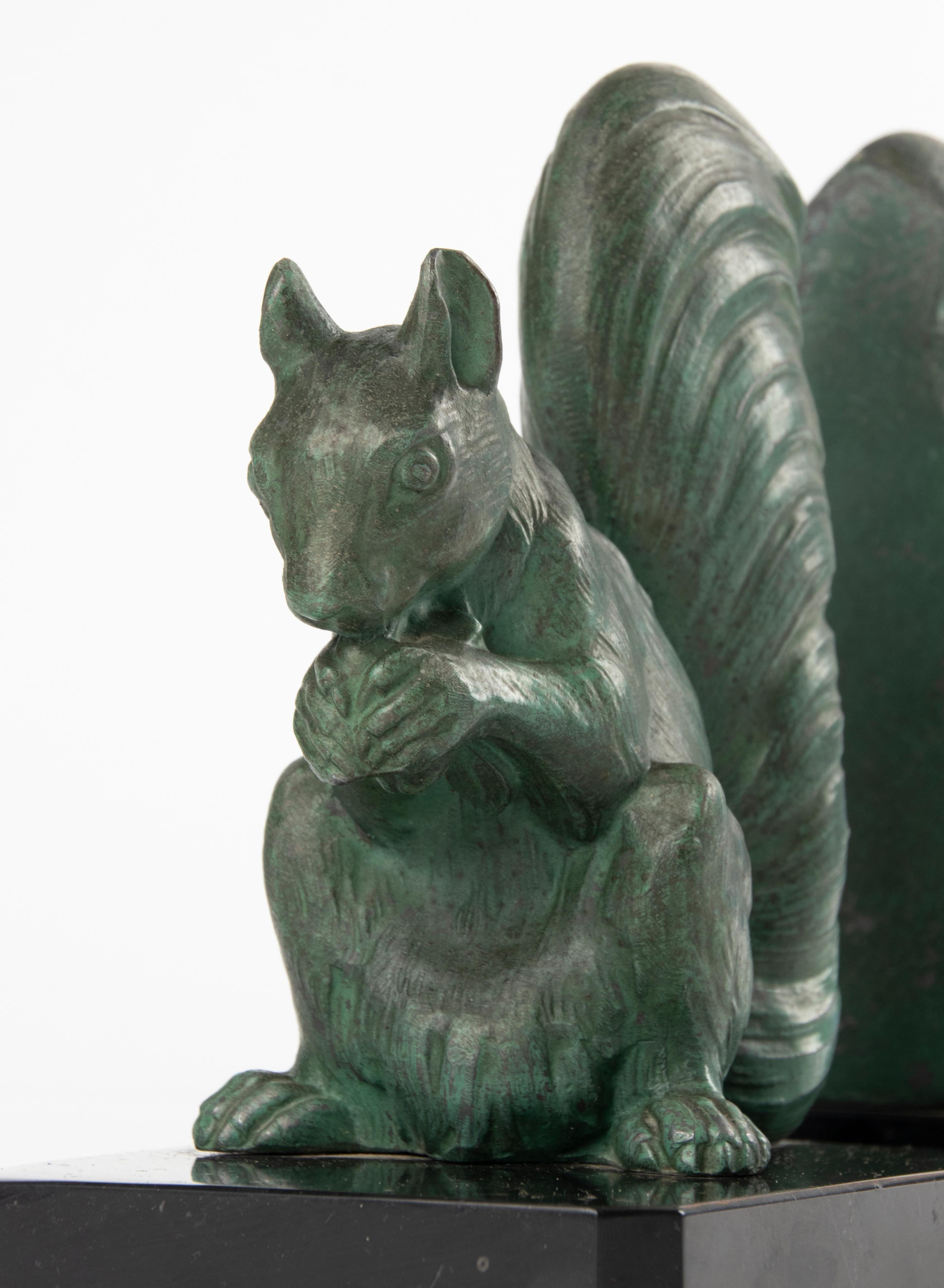 Early 20th Century Art Deco Spelter Bookends with Squirrels 3