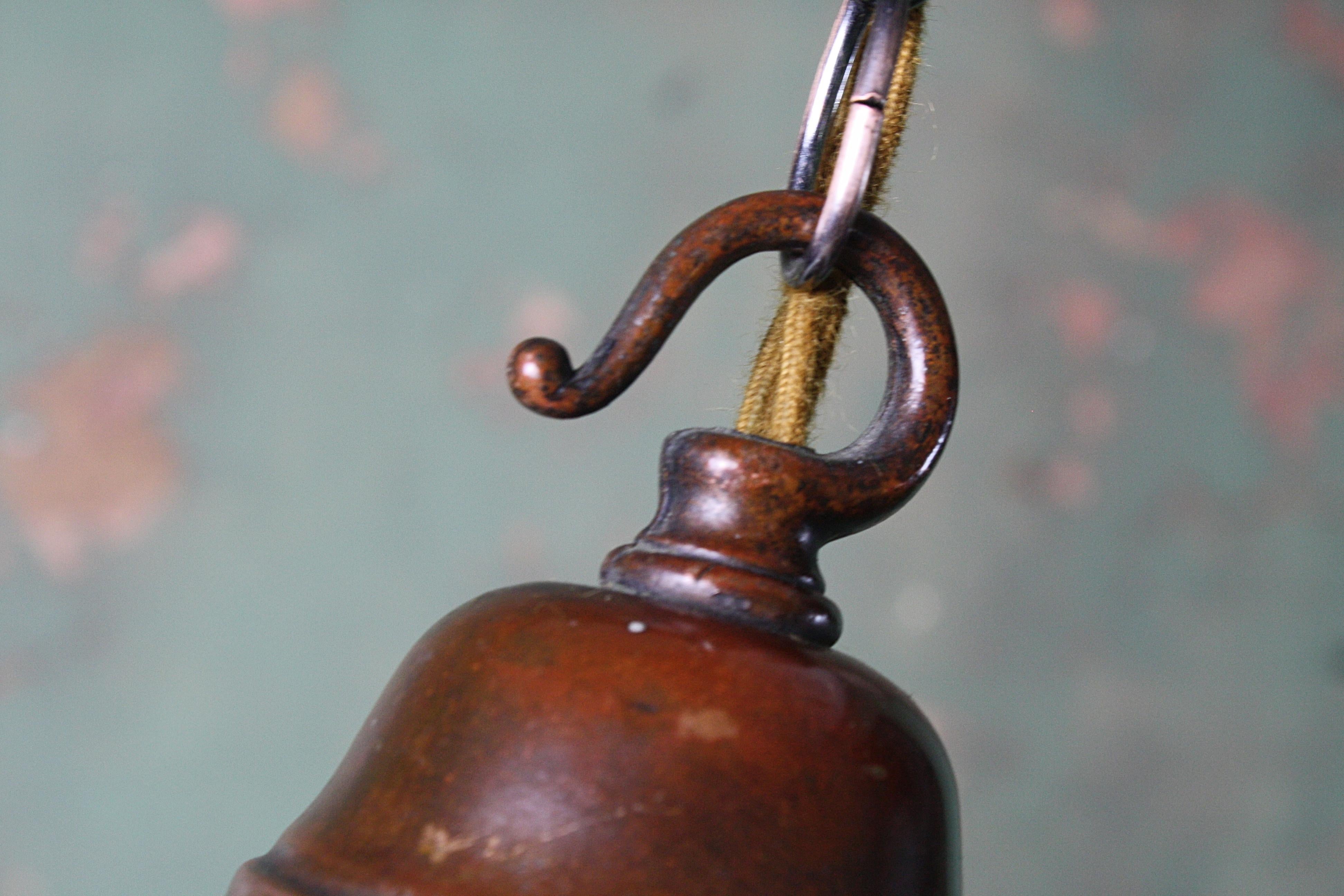 Early 20th Century, Art Deco Stepped Opaline and Copper Pendant Light 2