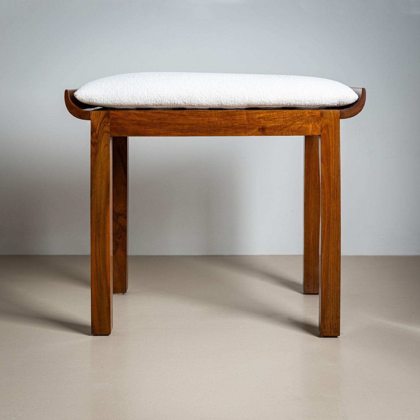 Fabric Early 20th Century Art Deco Stool, France For Sale