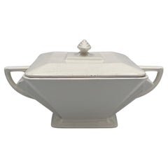 Early 20th Century Art Deco Streamline Cream Covered Serving Bowl