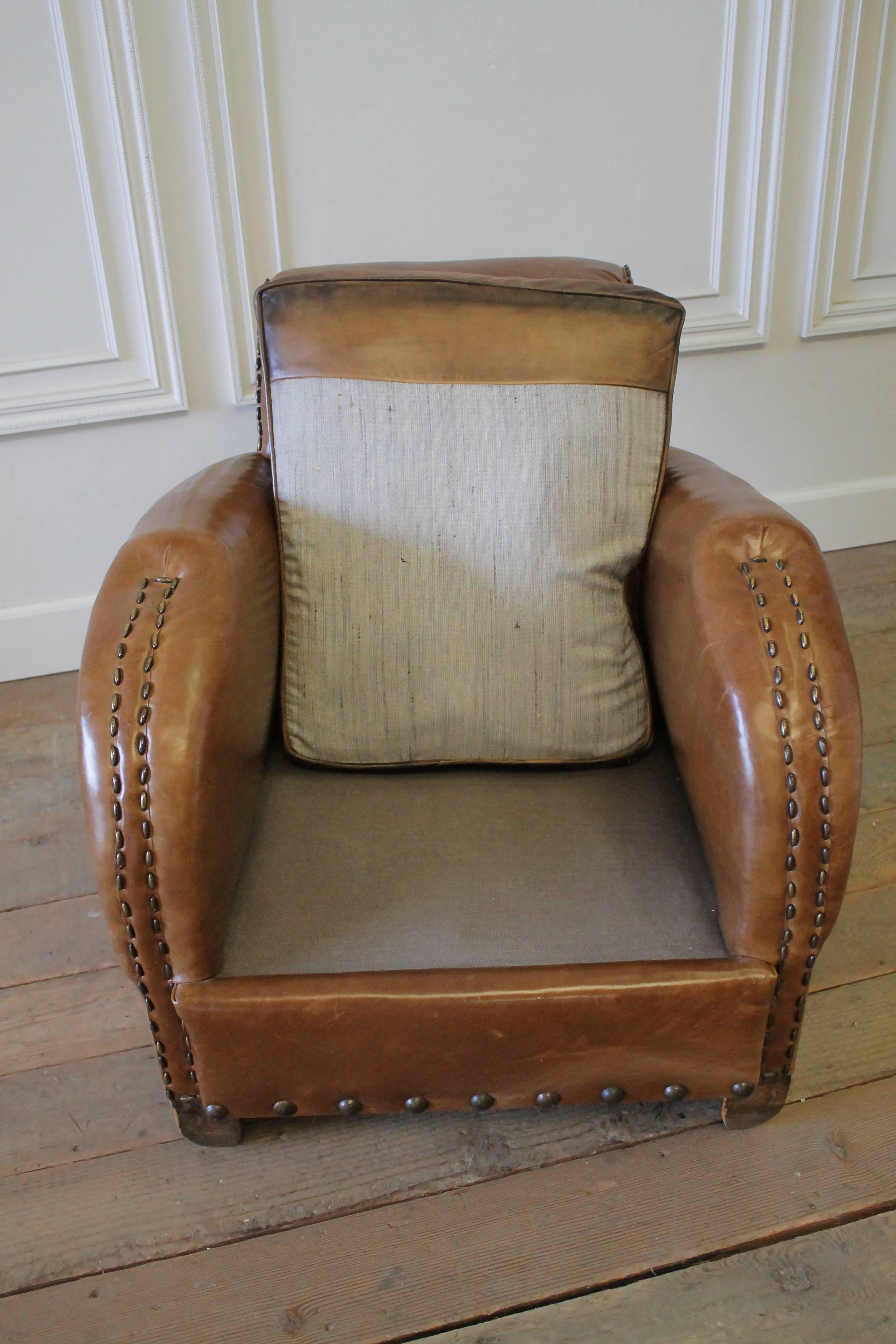 Early 20th Century Art Deco Style French Leather Club Chair 10