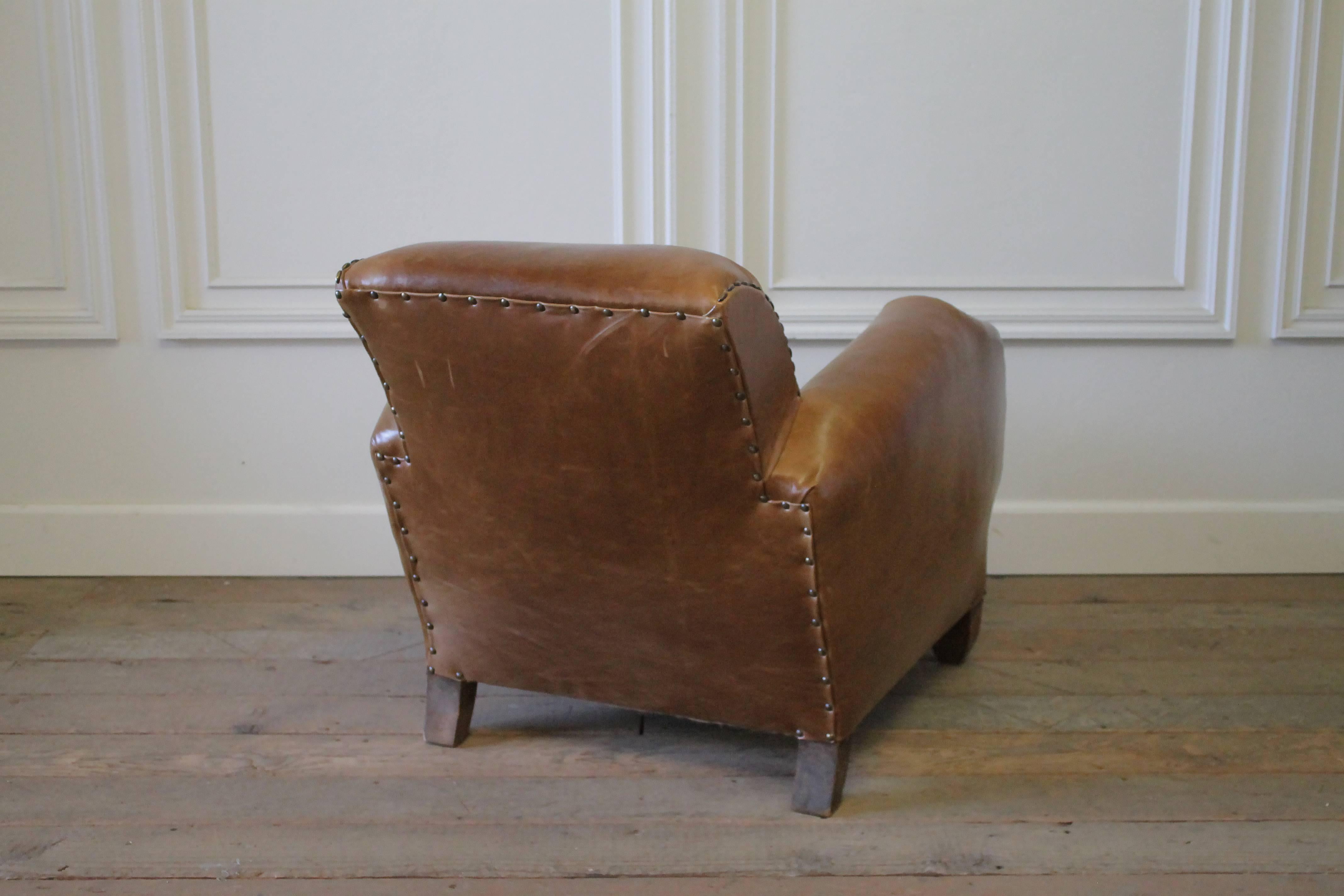 Early 20th Century Art Deco Style French Leather Club Chair 2