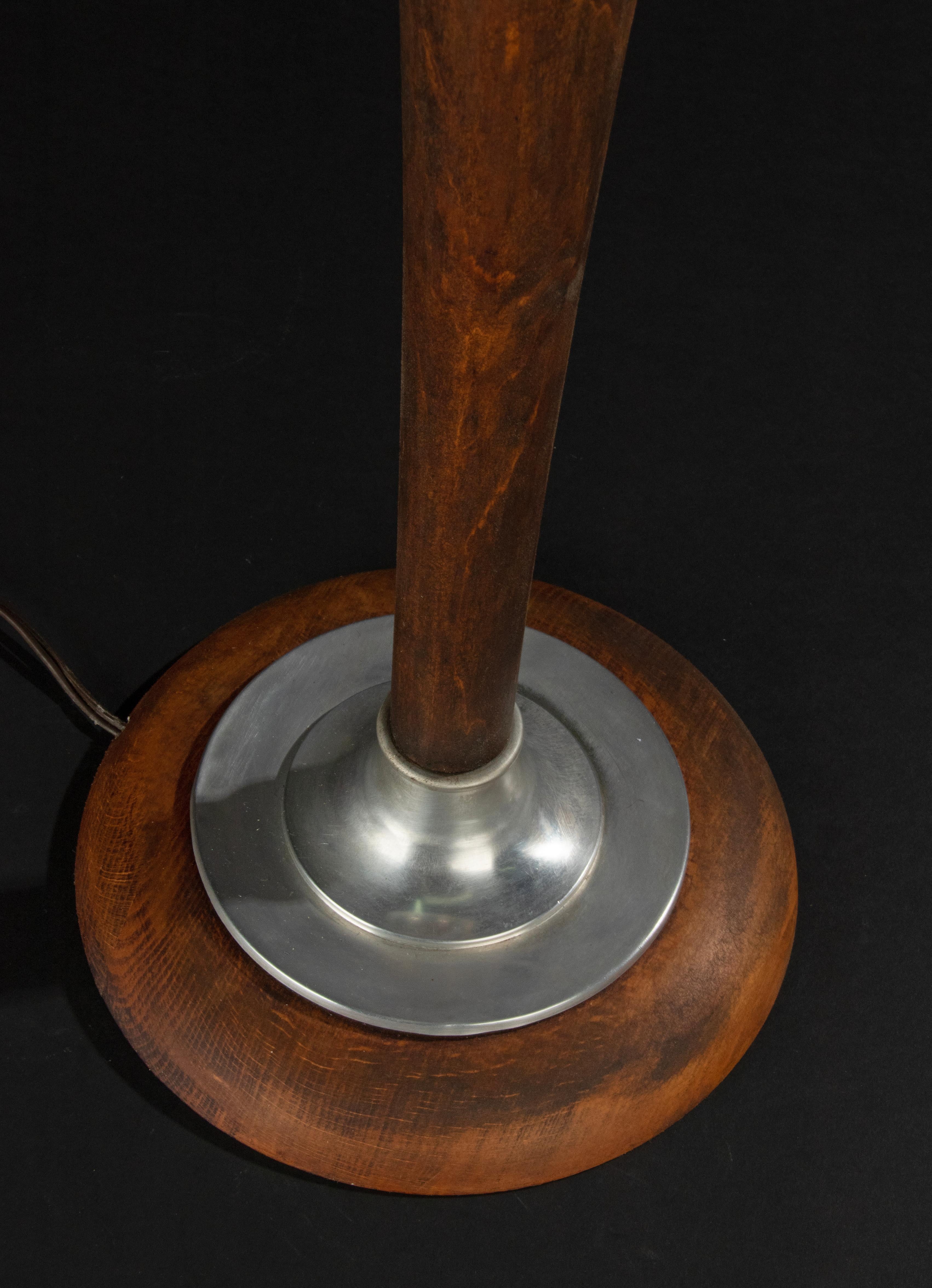 Lampe de table Art déco du début du XXe siècle, abat-jour en verre bleu de style Ezan en vente 1
