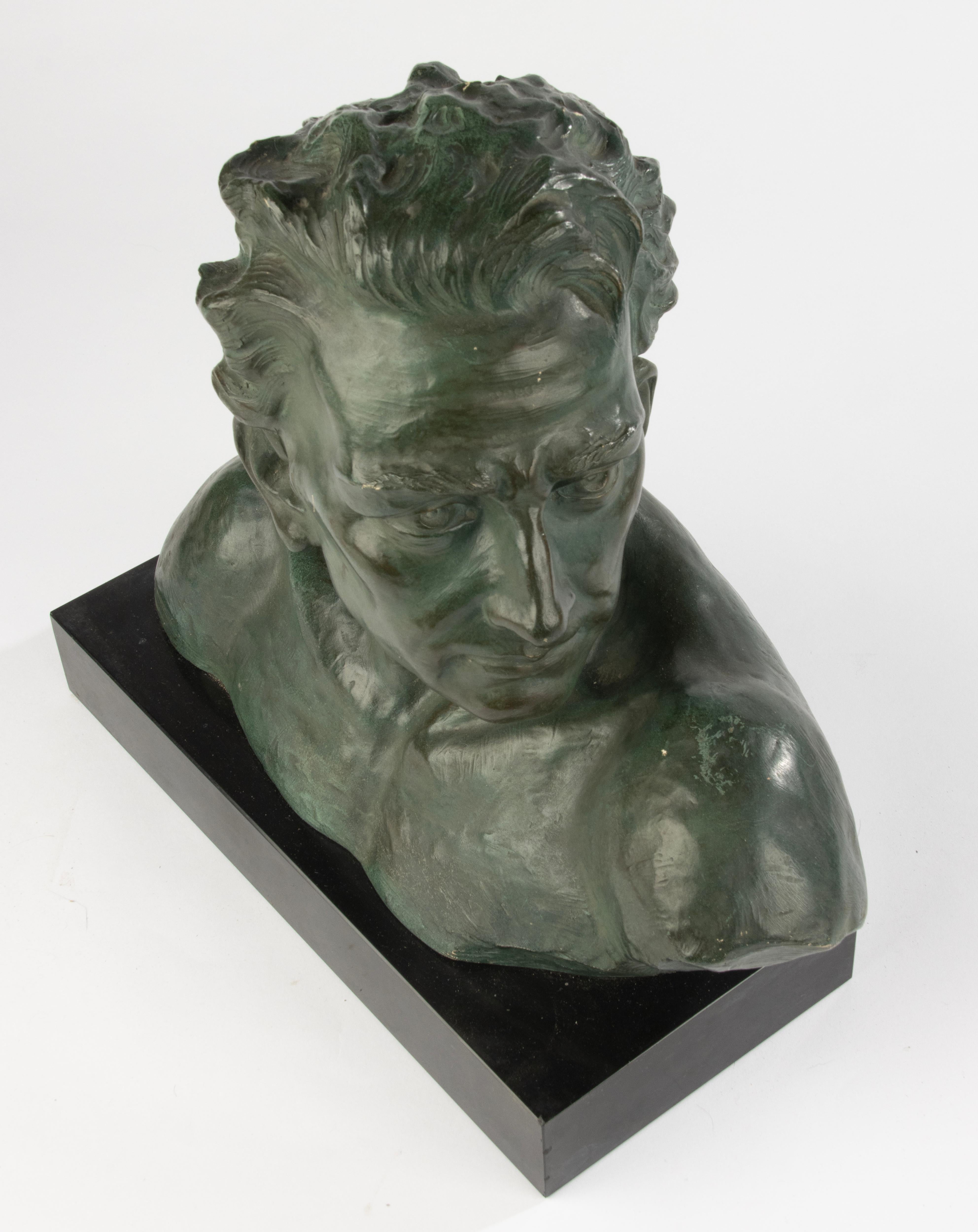 Early 20th Century Art Deco Terracotta Bust of Man - Johannes Dommisse For Sale 6