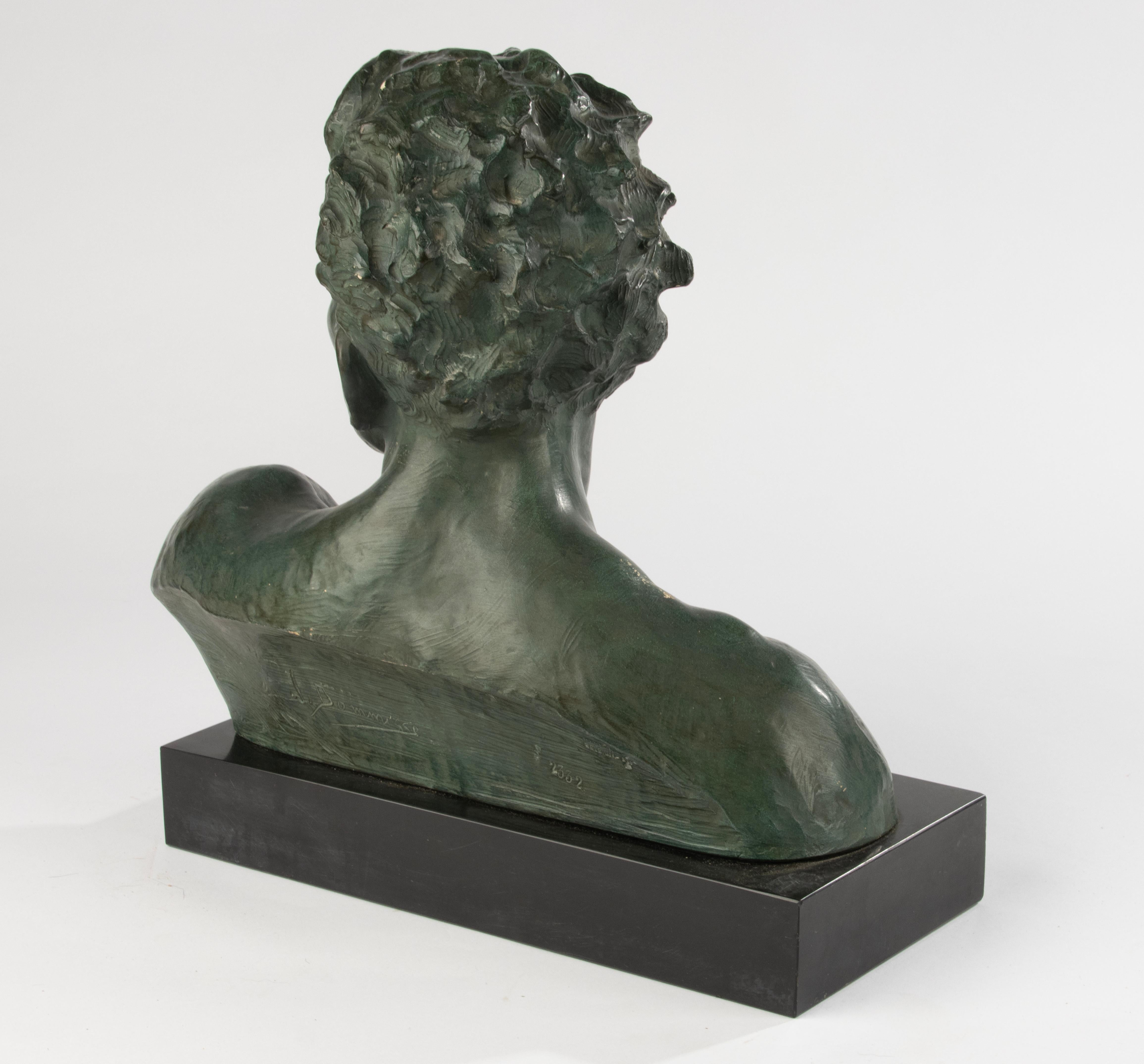 Early 20th Century Art Deco Terracotta Bust of Man - Johannes Dommisse For Sale 10