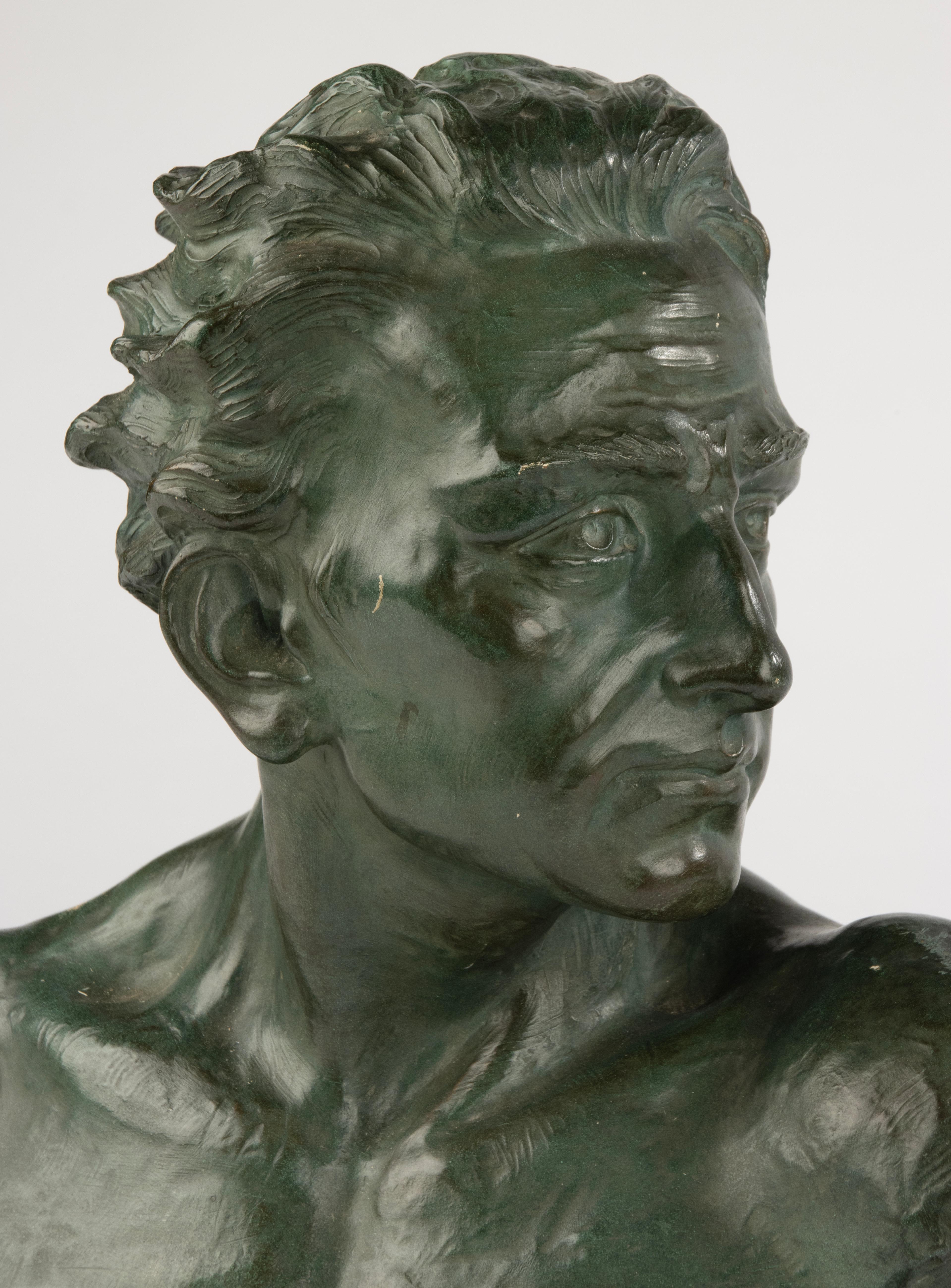 Early 20th Century Art Deco Terracotta Bust of Man - Johannes Dommisse For Sale 2