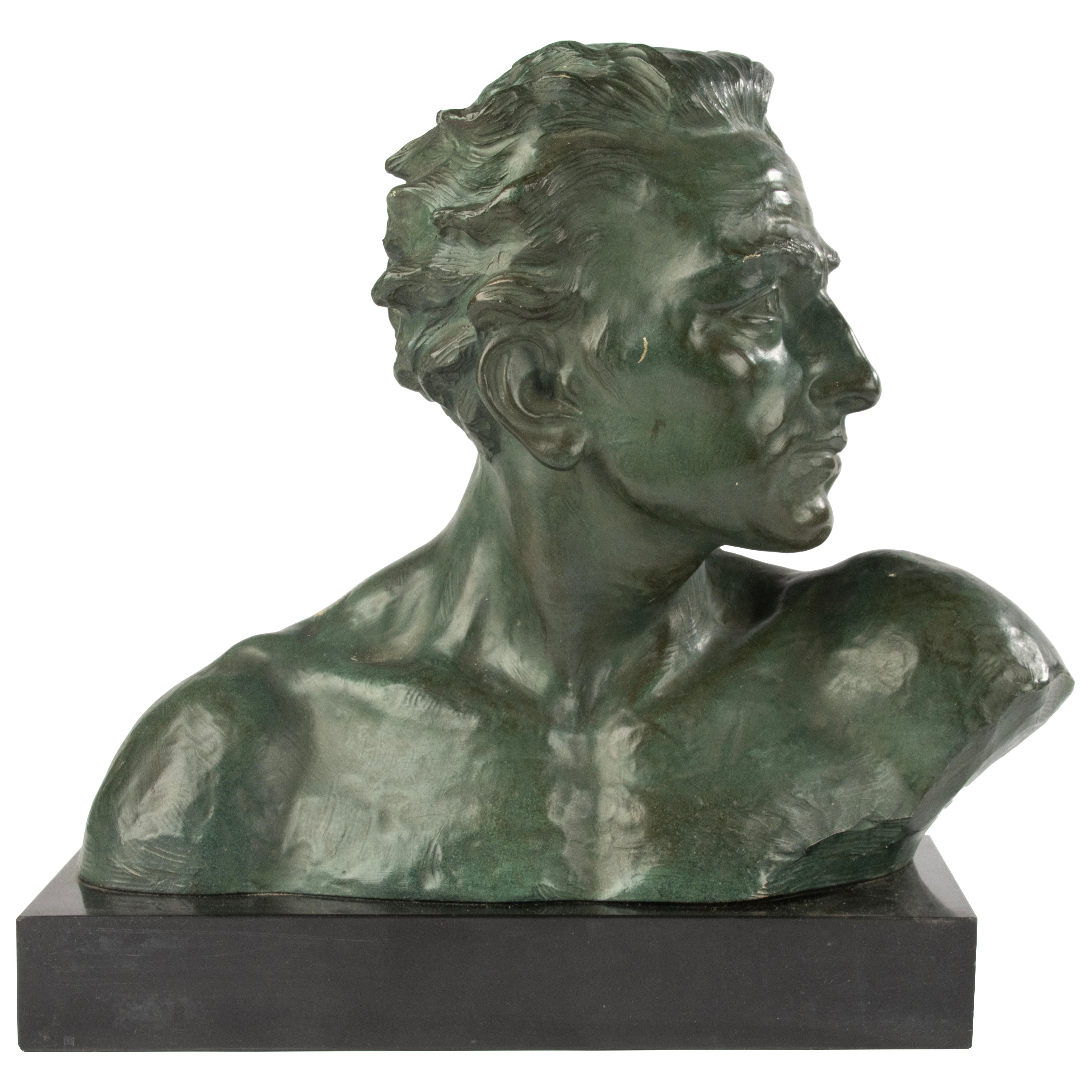 Early 20th Century Art Deco Terracotta Bust of Man - Johannes Dommisse