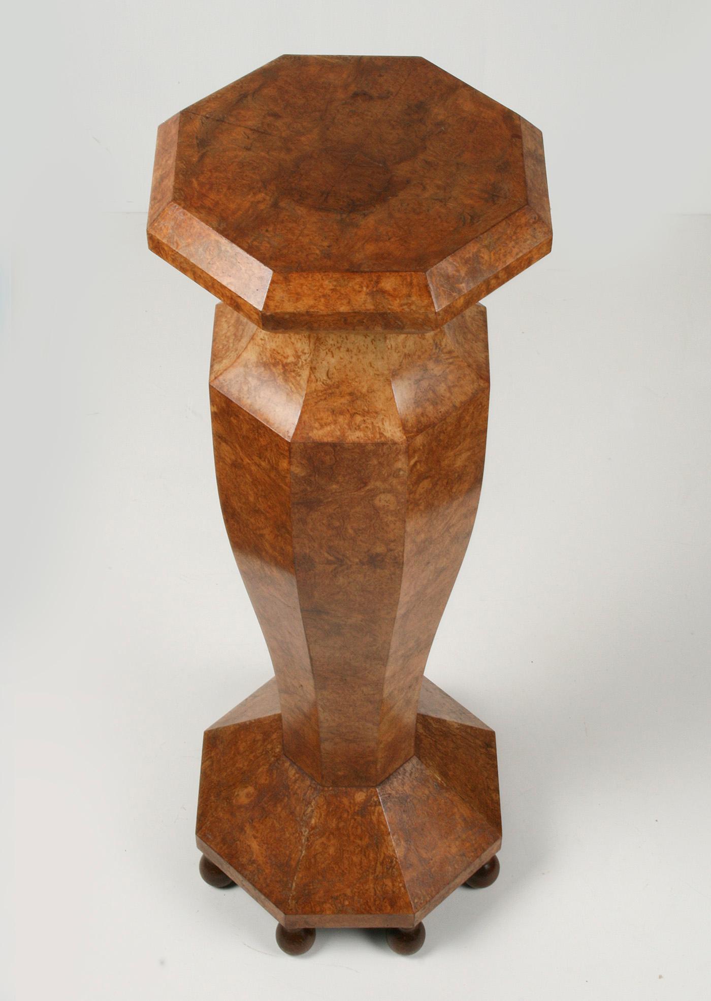 Early 20th Century Art Deco Vase Stand Burl Walnut 9