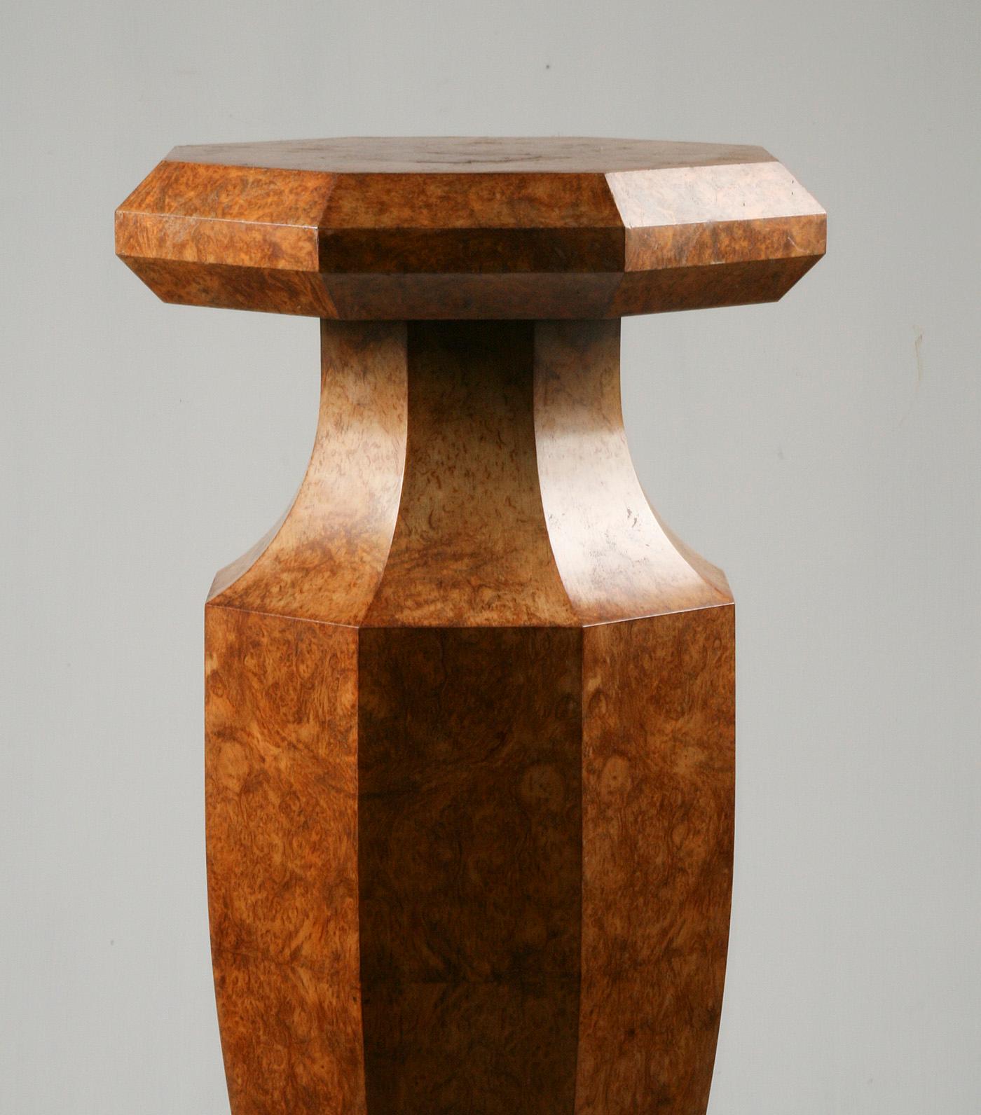 Early 20th Century Art Deco Vase Stand Burl Walnut 12