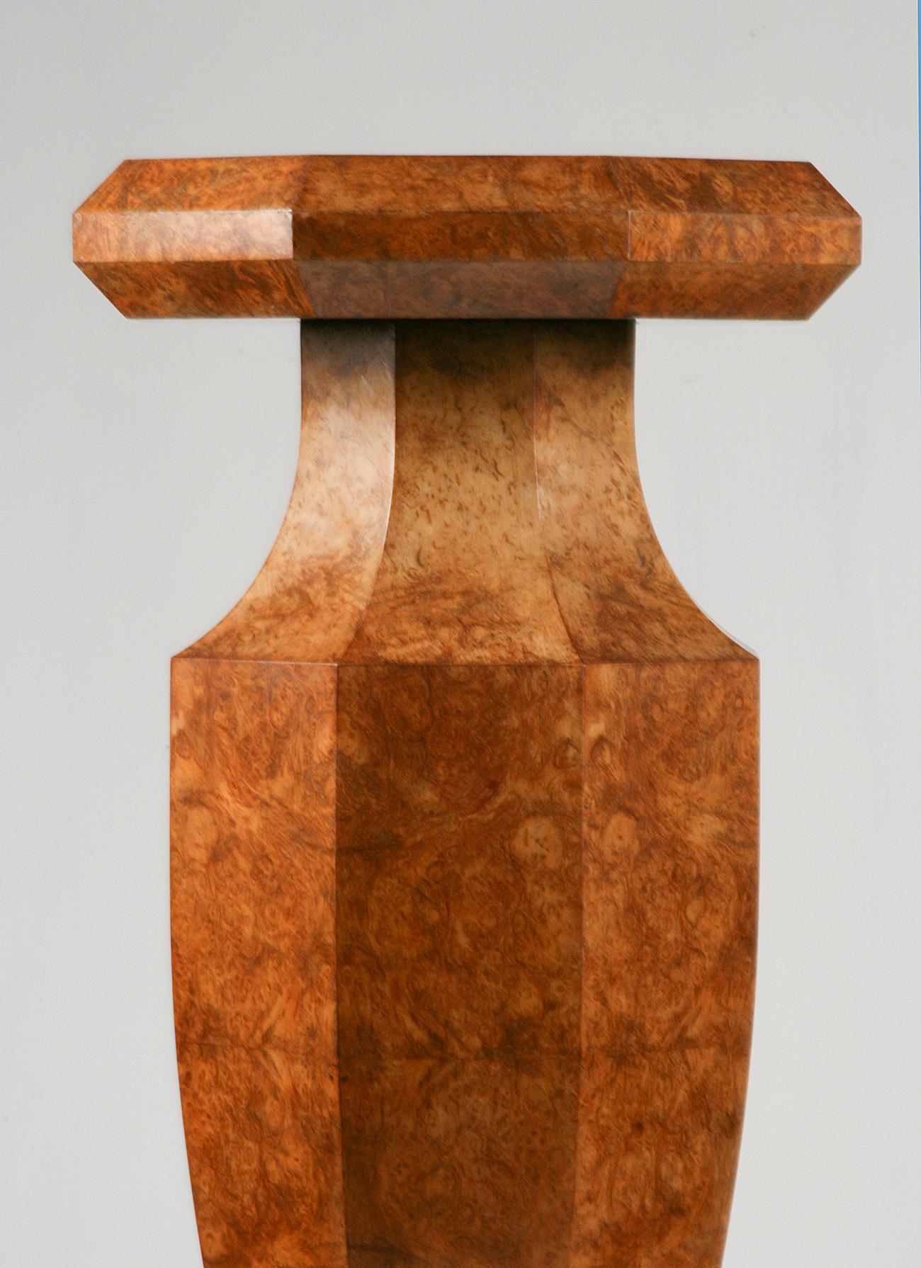 French Early 20th Century Art Deco Vase Stand Burl Walnut
