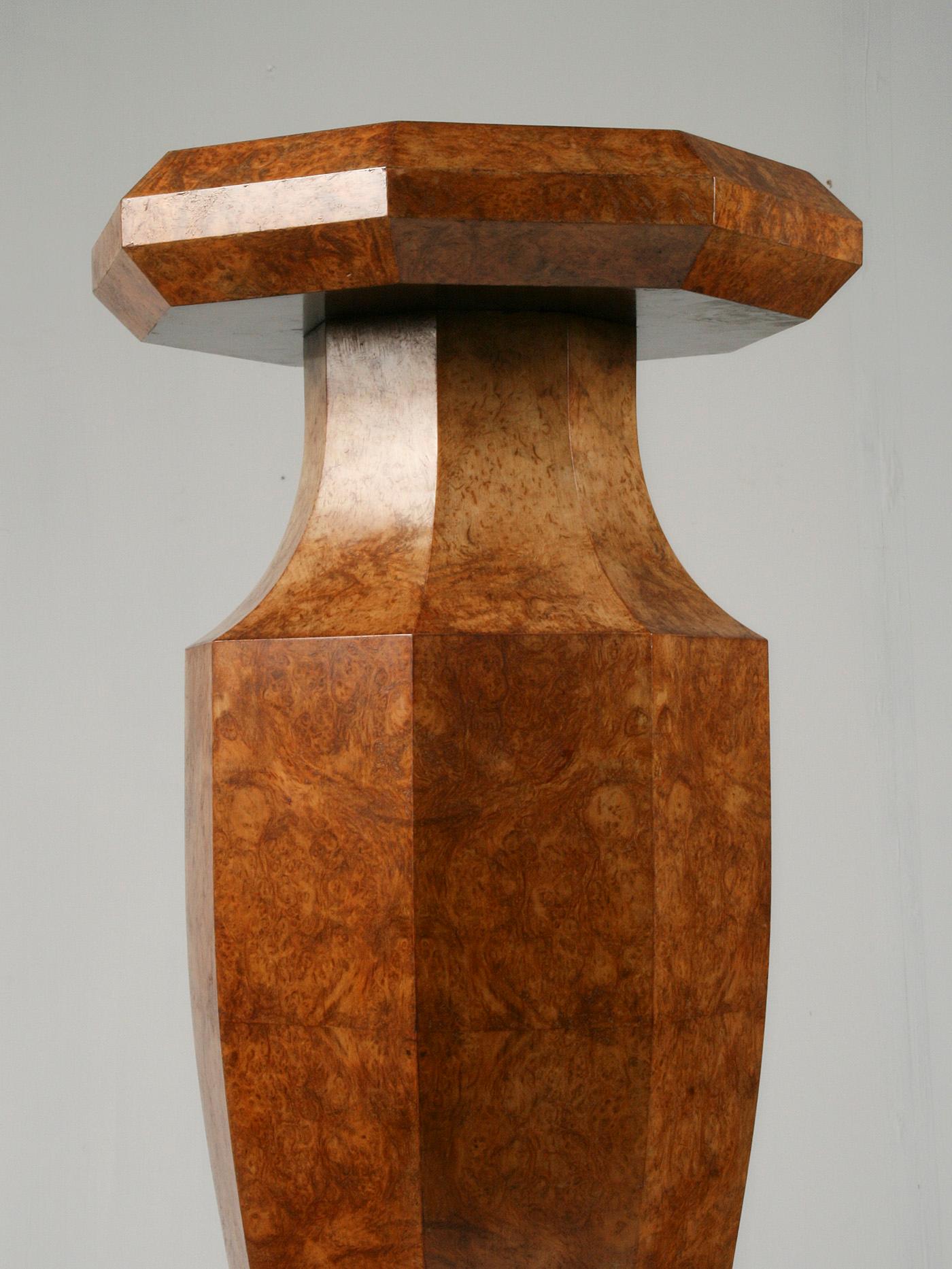 Early 20th Century Art Deco Vase Stand Burl Walnut 3