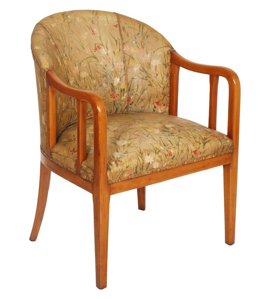 Art-déco-Sessel aus Nussbaumholz des frühen 20. Jahrhunderts, Jules Leleu zugeschrieben (Französisch) im Angebot