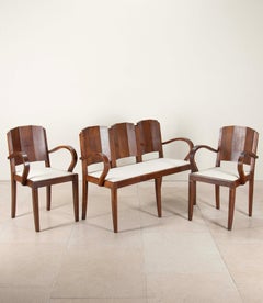 Suite da salotto in noce Art Deco dei primi del Novecento