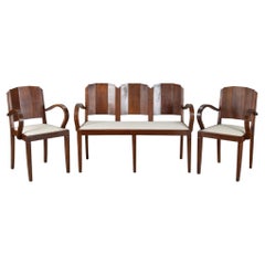 Suite da salotto in noce Art Deco dei primi del Novecento