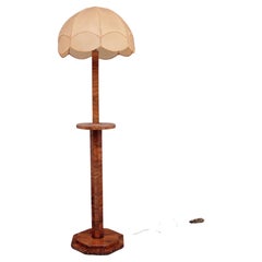 Lampe standard et abat-jour en noyer Art déco du début du 20e siècle